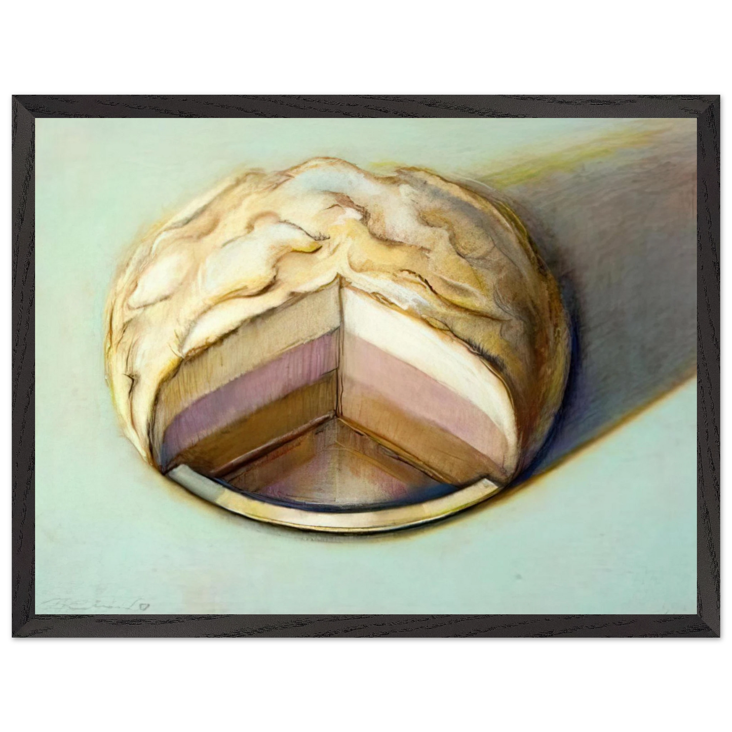 Wayne Thiebaud - Neapolitan Meringue - 1999 Wall Art - 30x40 cm / 12x16 inches - Premium Wooden Framed Poster With Fine Art Paper - Wood frame