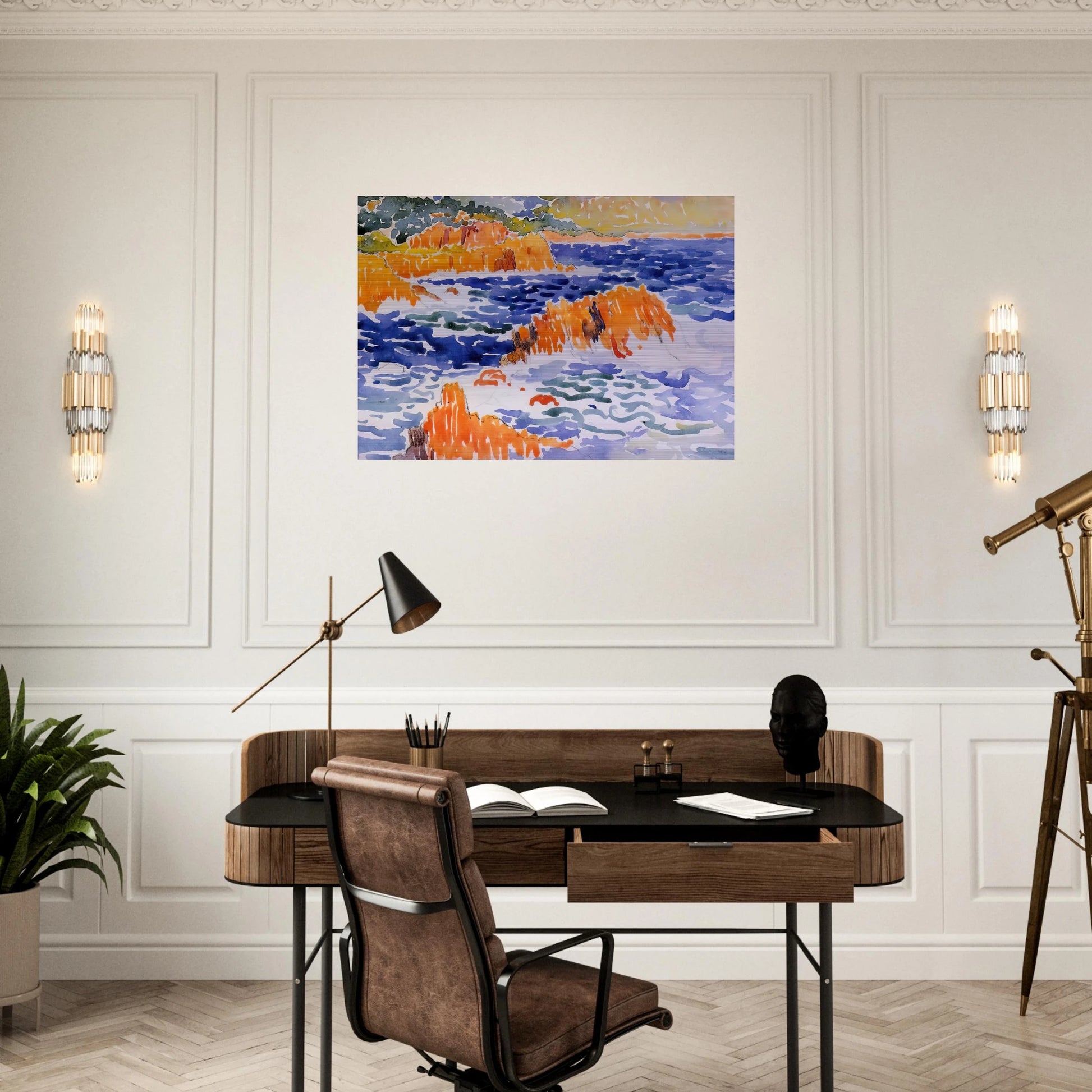 Rocks at Trayas - Henri-Edmond Cross Brushed Aluminum Print - 70x100 cm / 28x40 inches | Henri-Edmond Cross Aluminum Print | Henri-Edmond Cross Prints