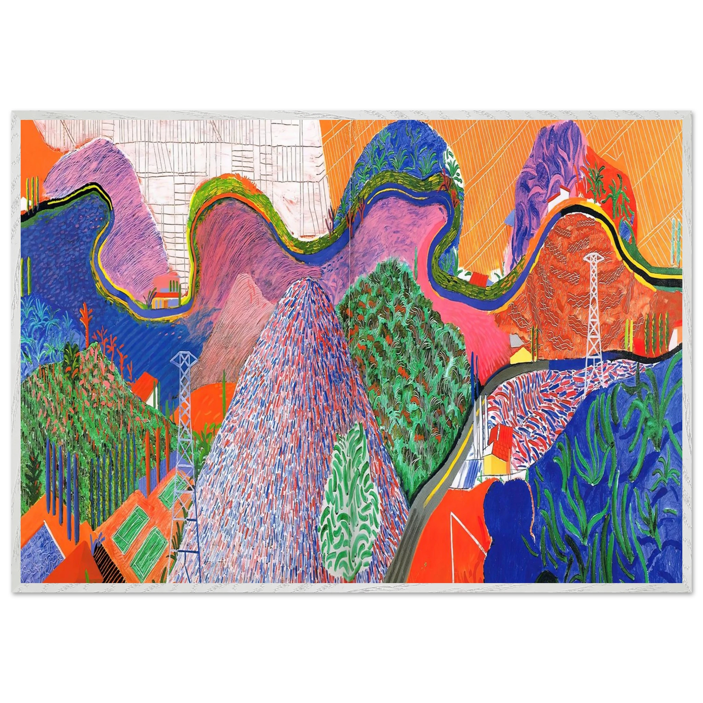 David Hockney - David Hockney Wall art - A1 (59.4 x 84.1  cm) - Premium Wooden Framed Poster With Fine Art Paper-canvas - White frame