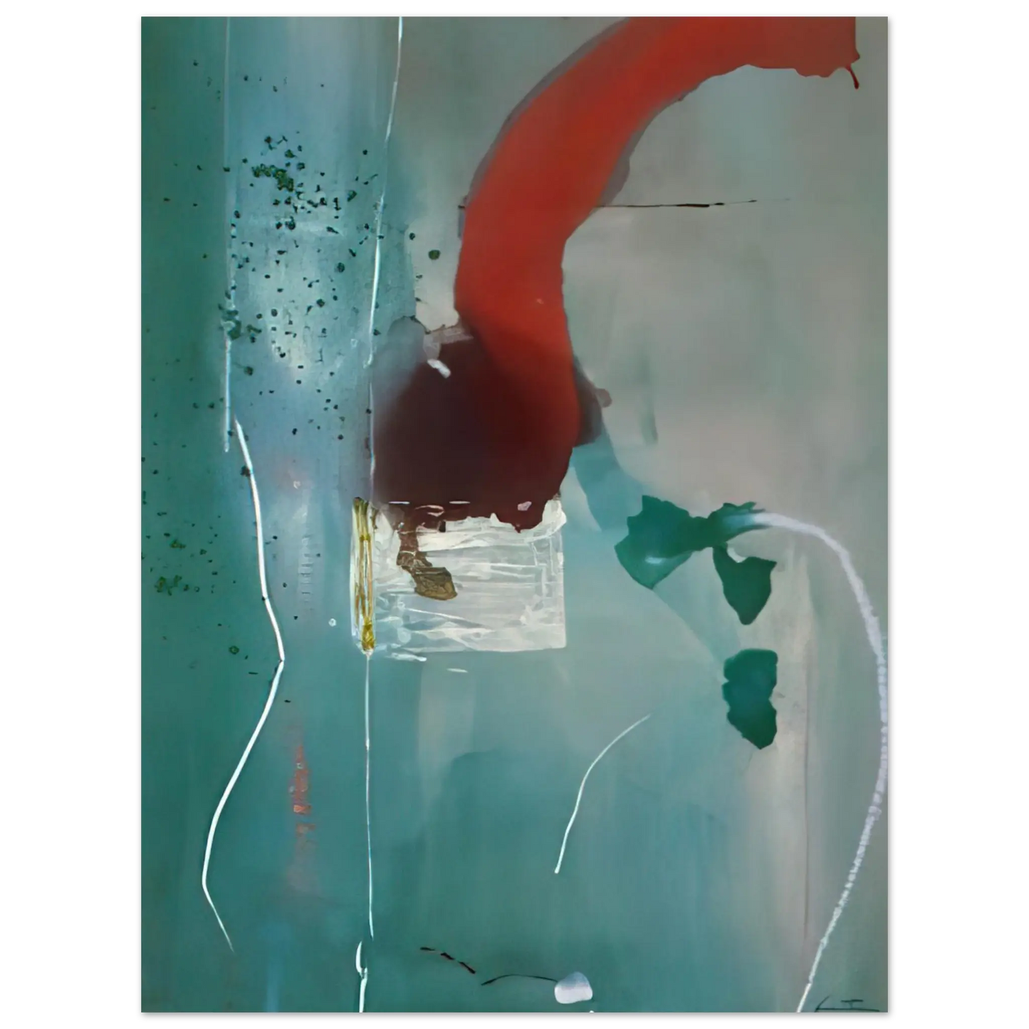 Helen Frankenthaler - Square One - 1985 Wall art - 30x45 cm / 12x18 Inches - Premium Wooden Framed Poster With Fine Art Paper - Black frame