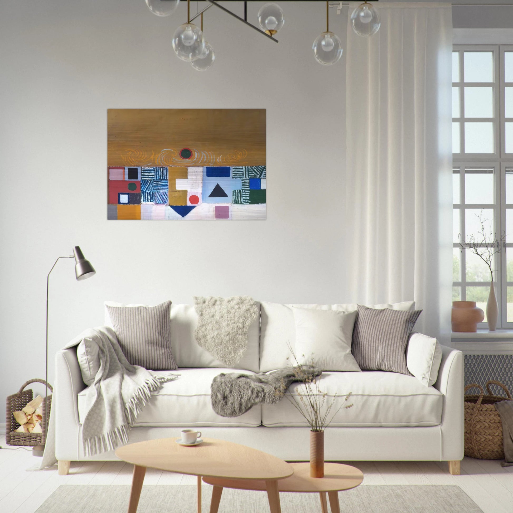 SQUARE MOTIF BLUE AND GOLD THE ECLIPSE 1950 - Victor Pasmore Brushed Aluminum Print - 70x100 cm / 28x40 inches | Victor Pasmore Aluminum Print | Victor Pasmore Prints