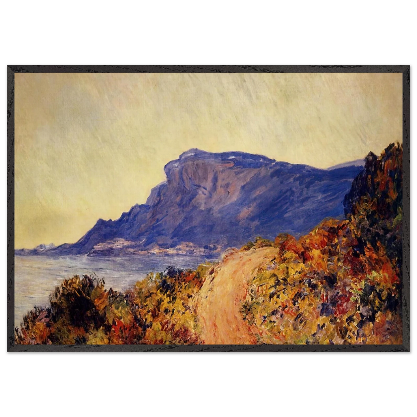 The Red Road at Cap Martin near Menton - claude monet 70x100 cm / 28x40 inches Framed Art Print – Black Wooden Frame