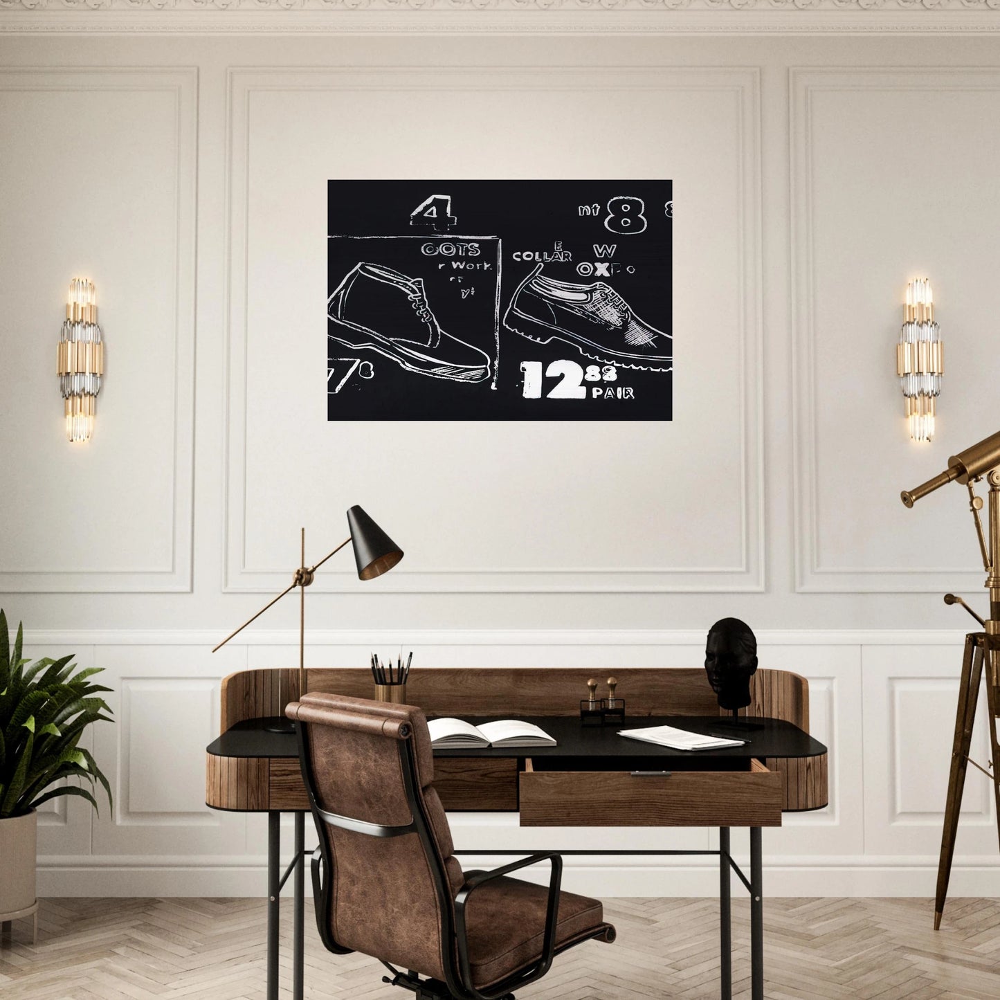 Work Boots - Andy Warhol Brushed Aluminum Print - 70x100 cm / 28x40 inches | Andy Warhol Aluminum Print | Andy Warhol Prints