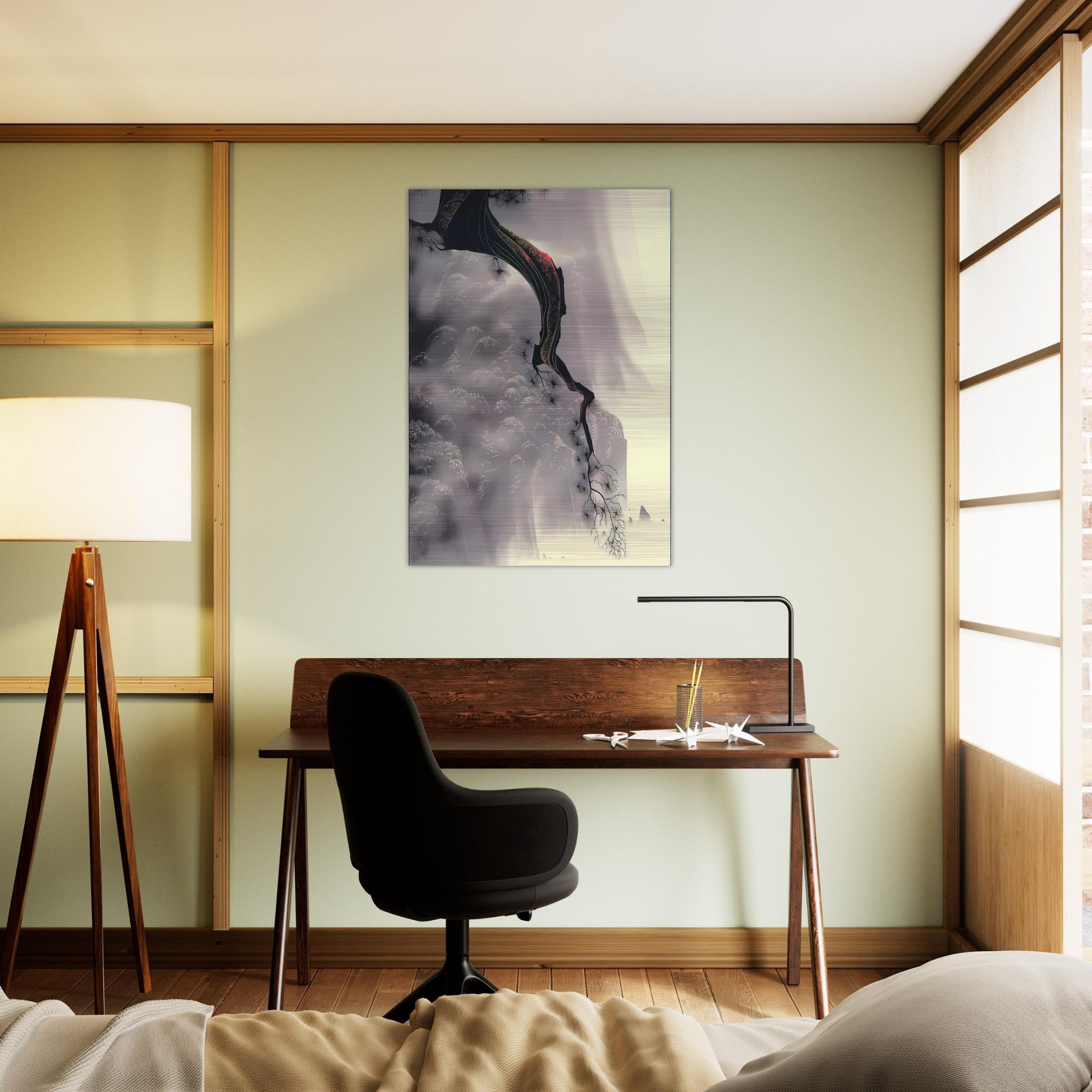 Through the Fog - Eyvind Earle Brushed Aluminum Print - 70x100 cm / 28x40 inches | Eyvind Earle Aluminum Print | Eyvind Earle Prints