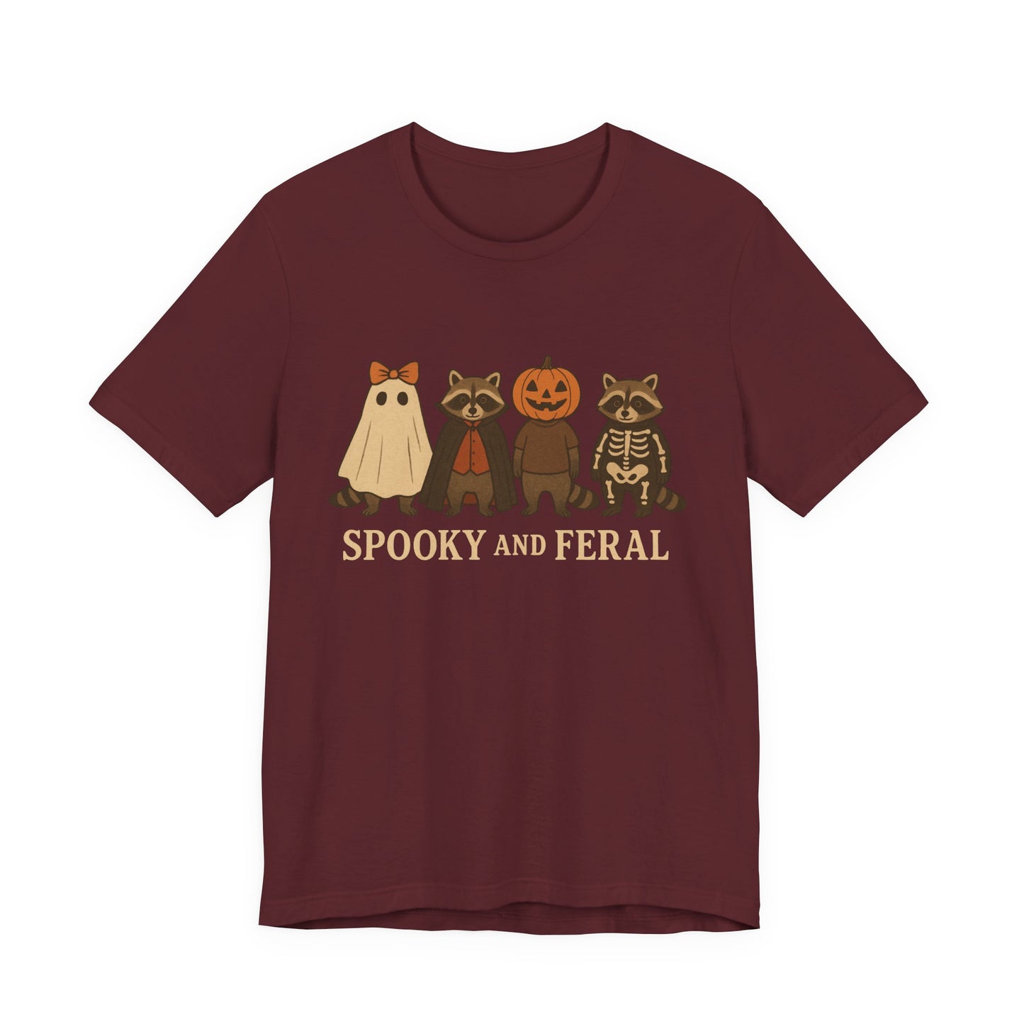 Spooky Raccoon Shirt, Grappige Halloween Grafisch T-shirt, Schattig Vintage Herfst T-shirt, Trendy Vrouwen Halloween Shirt, Feral Raccoon T-shirt