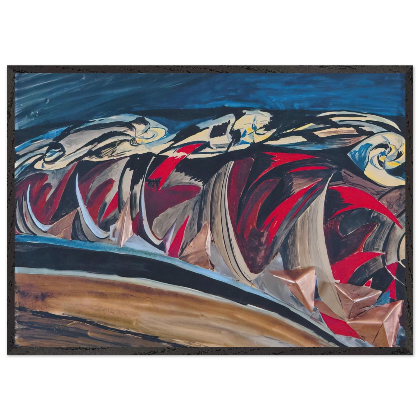 Lights  Sounds of a Night Train - 1924 - Benedetta Cappa 70x100 cm / 28x40 inches Framed Art Print – Black Wooden Frame