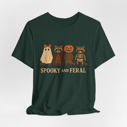 Spooky Raccoon Shirt, Grappige Halloween Grafisch T-shirt, Schattig Vintage Herfst T-shirt, Trendy Vrouwen Halloween Shirt, Feral Raccoon T-shirt
