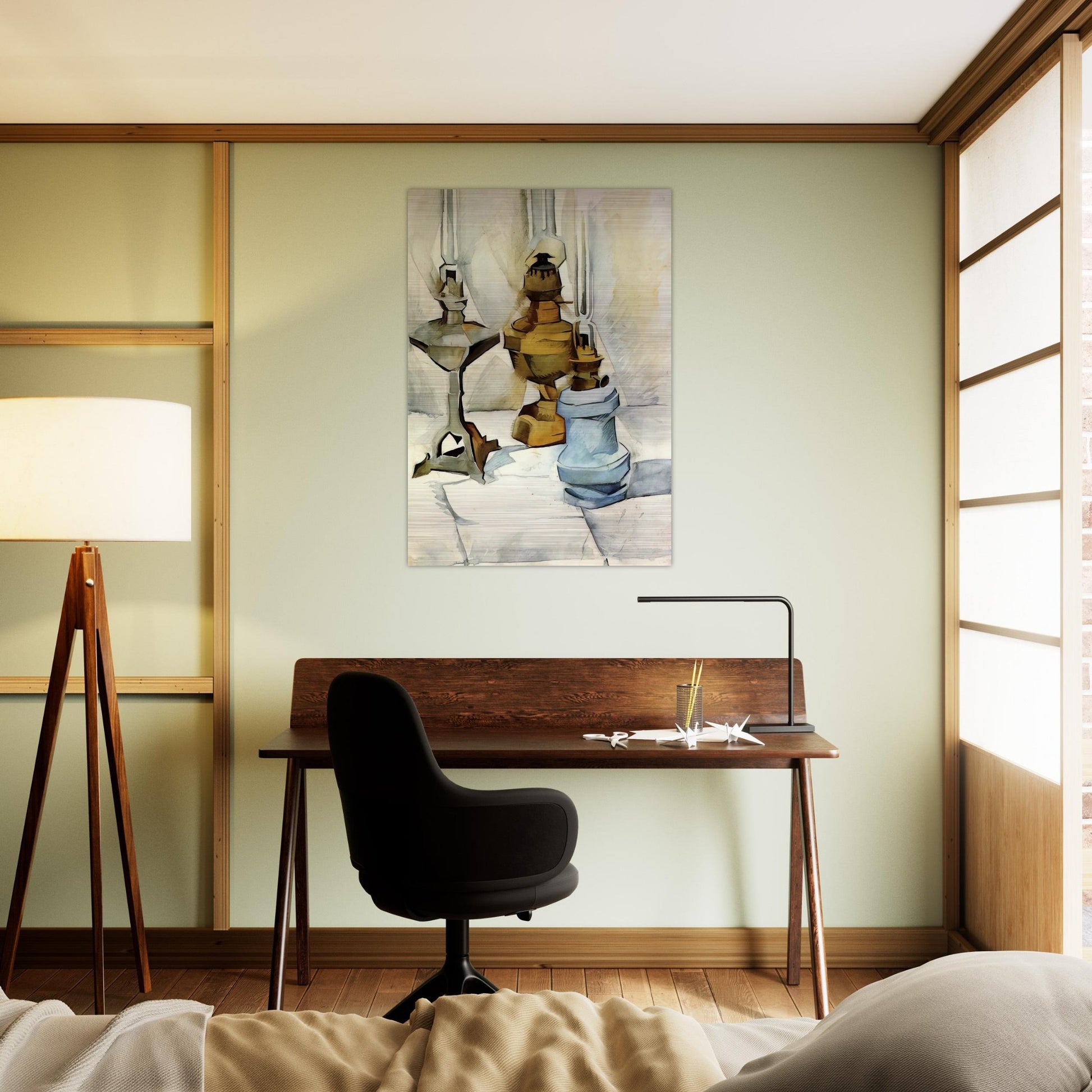THREE LAMPS 1911 - Juan Gris Brushed Aluminum Print - 70x100 cm / 28x40 inches | Juan Gris Aluminum Print | Juan Gris Prints