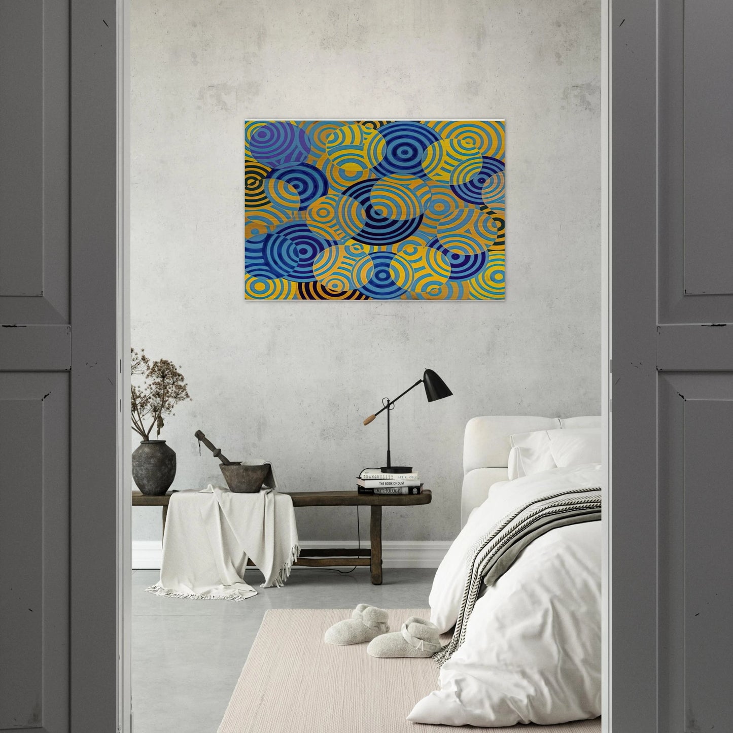 Interférences en bleu et jaune No. 642 - 1963 - Antonio Asis Brushed Aluminum Print - 70x100 cm / 28x40 inches | Antonio Asis Aluminum Print | Antonio Asis Prints