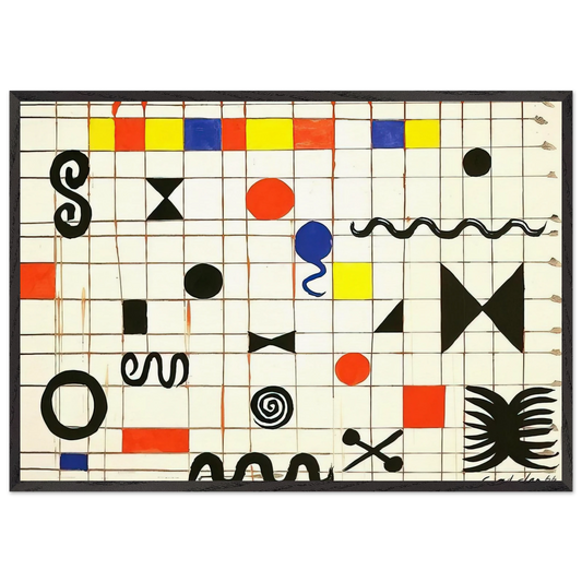 GRID WITH SYMBOLS 1966 - Alexander Calder 70x100 cm / 28x40 inches Framed Art Print – Black Wooden Frame