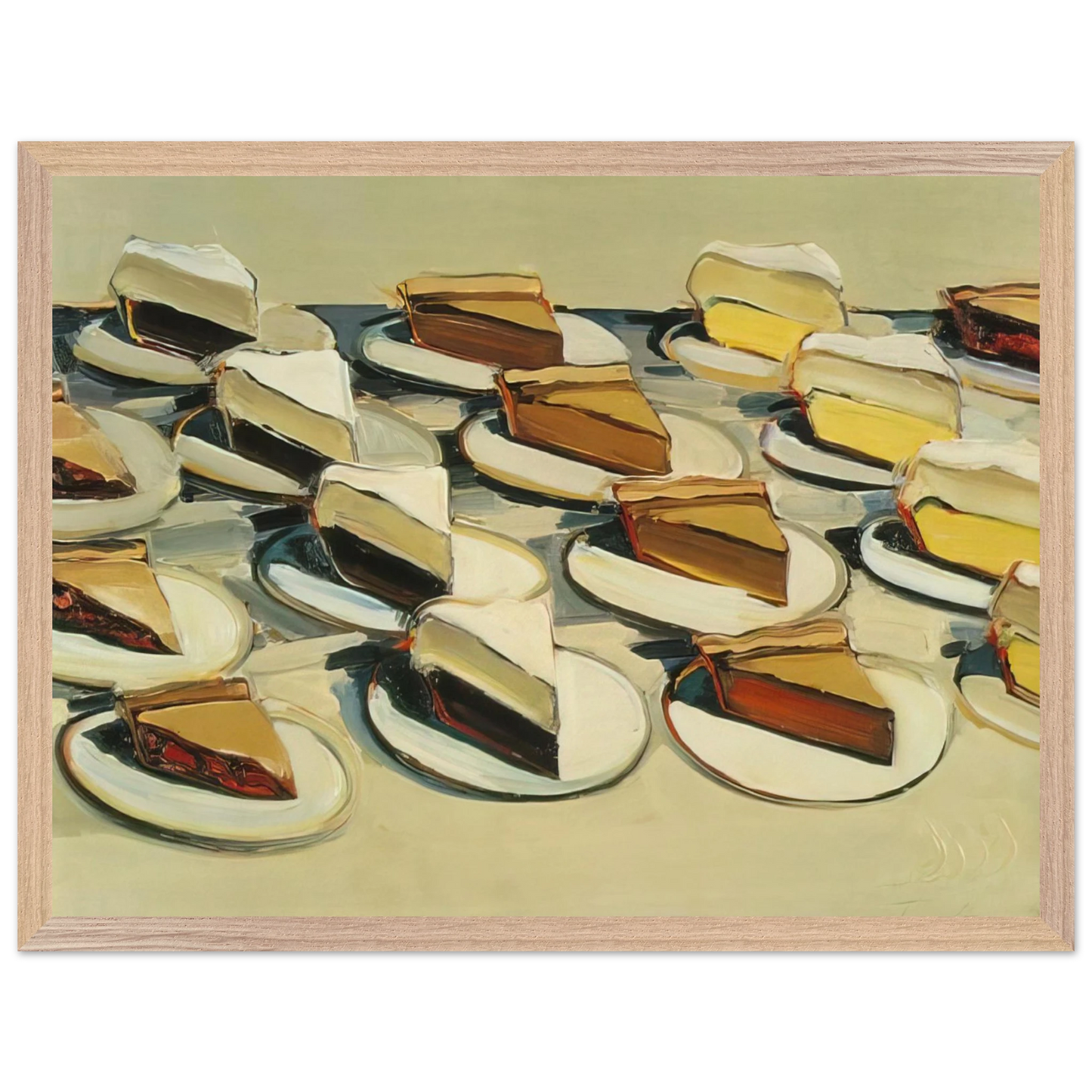 Wayne Thiebaud - Pies, Pies, Pies - 1961 Wall Art - 60x80 cm / 24x32 inches - Premium Wooden Framed Poster With Fine Art Paper-canvas - White frame