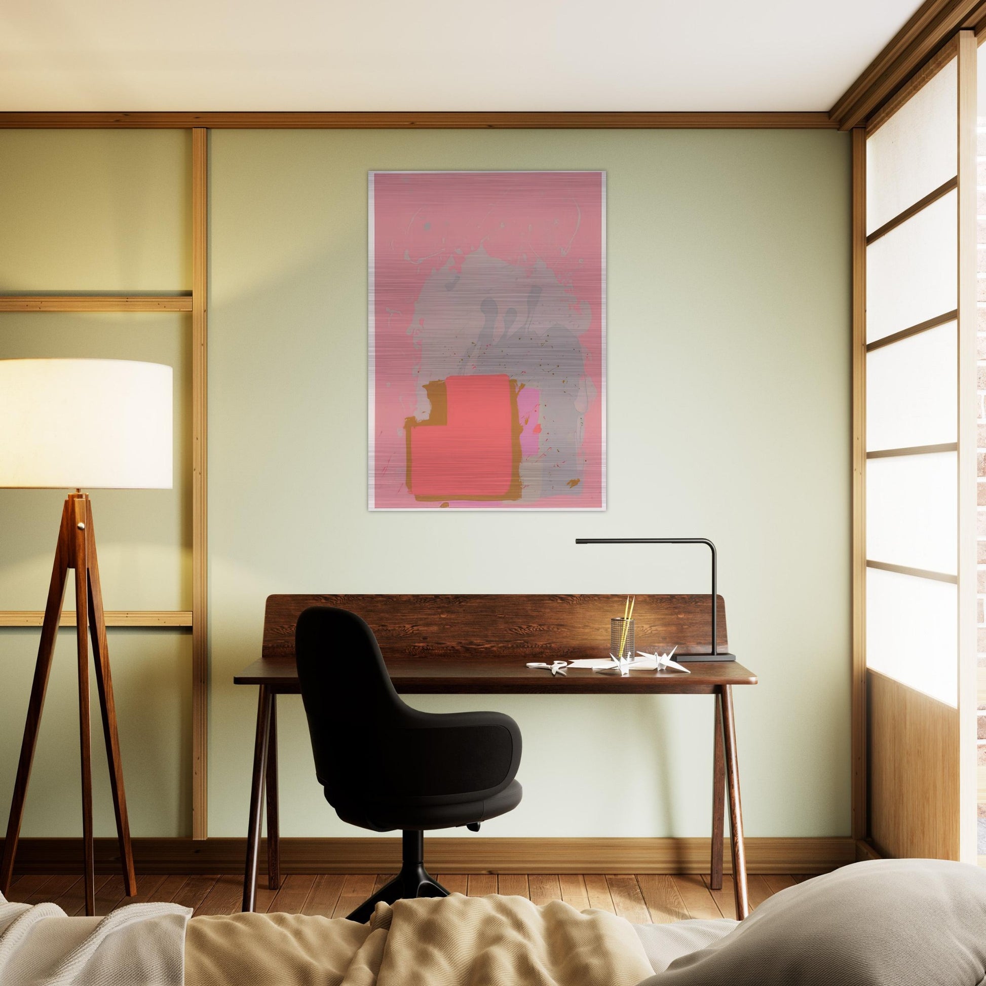 Red Black on Pink - 1971 - John Hoyland Brushed Aluminum Print - 70x100 cm / 28x40 inches | John Hoyland Aluminum Print | John Hoyland Prints