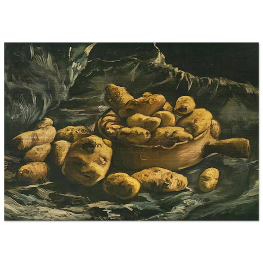 Still life with an Earthern bowl and potatoes - Vincent van Gogh Brushed Aluminum Print - 70x100 cm / 28x40 inches | Vincent van Gogh Aluminum Print | Vincent van Gogh Prints