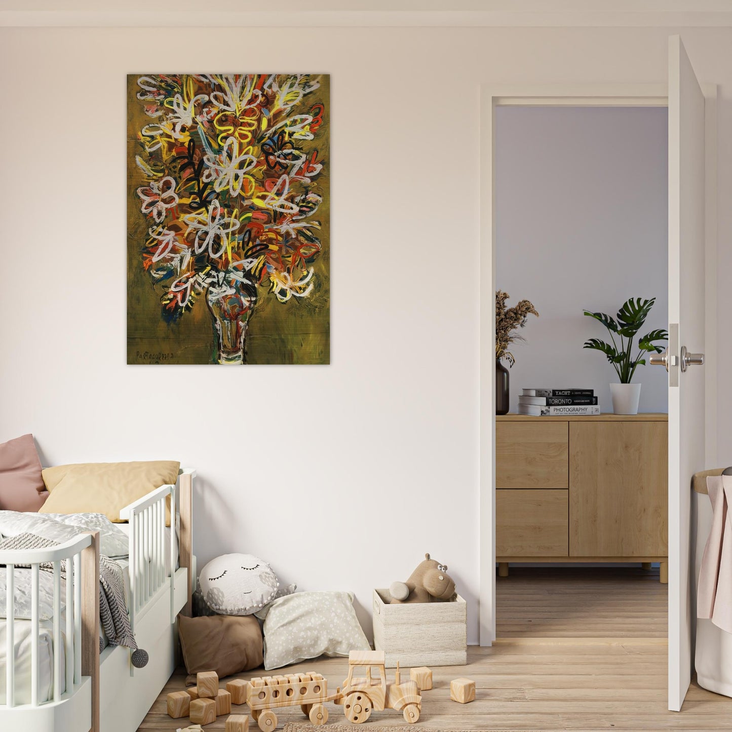 FLOWER VASE 1963 - Rene Portocarrero Brushed Aluminum Print - 70x100 cm / 28x40 inches | Rene Portocarrero Aluminum Print | Rene Portocarrero Prints