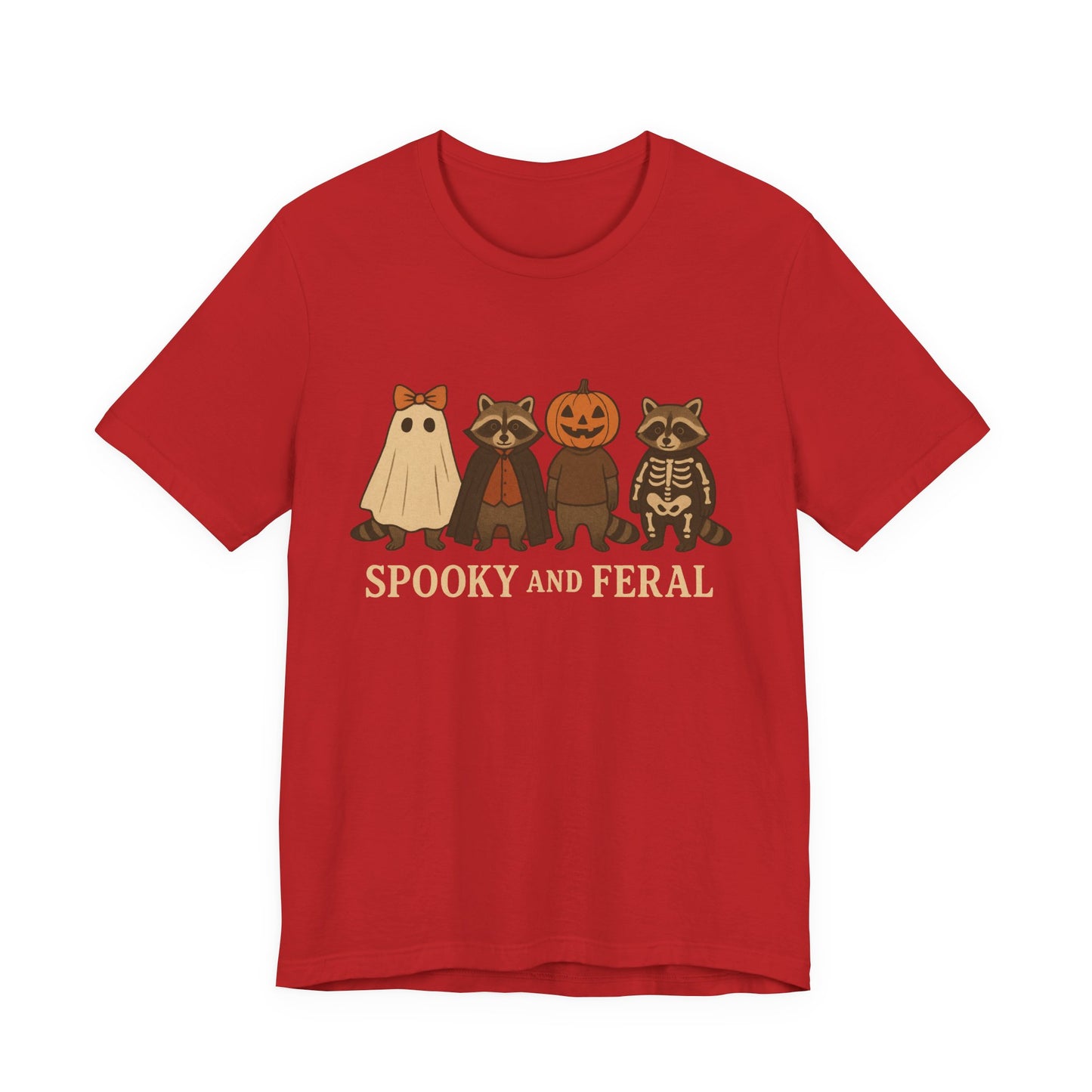 Spooky Raccoon Shirt, Grappige Halloween Grafisch T-shirt, Schattig Vintage Herfst T-shirt, Trendy Vrouwen Halloween Shirt, Feral Raccoon T-shirt