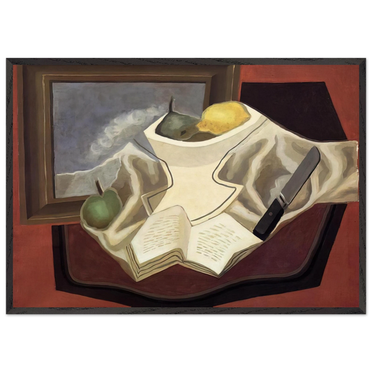 THE TABLE IN FRONT OF THE PICTURE 1926 - Juan Gris 70x100 cm / 28x40 inches Framed Art Print – Black Wooden Frame