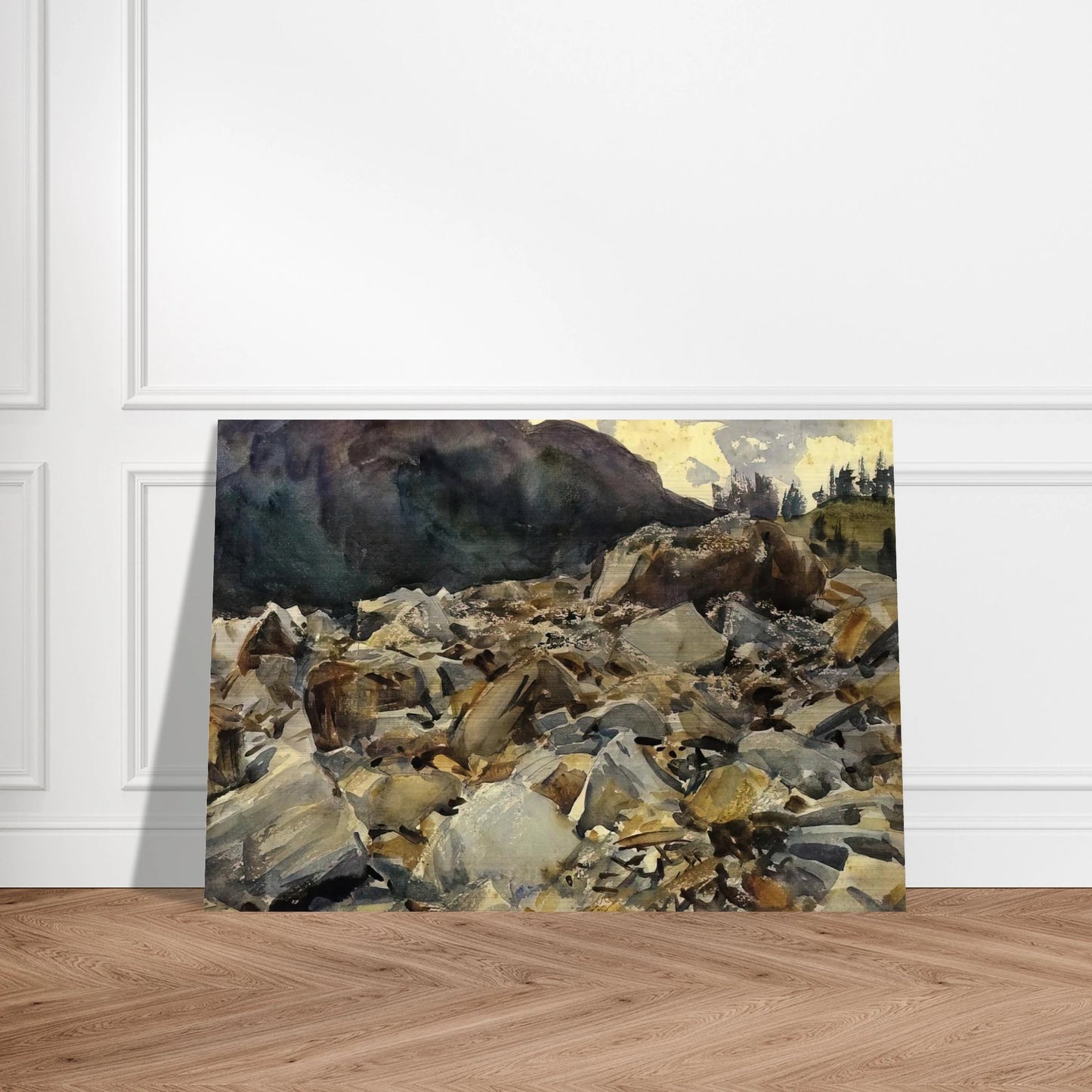 Purtud, Alpine Scene and Boulders - John Singer Sargent Brushed Aluminum Print - 70x100 cm / 28x40 inches | John Singer Sargent Aluminum Print | John Singer Sargent Prints