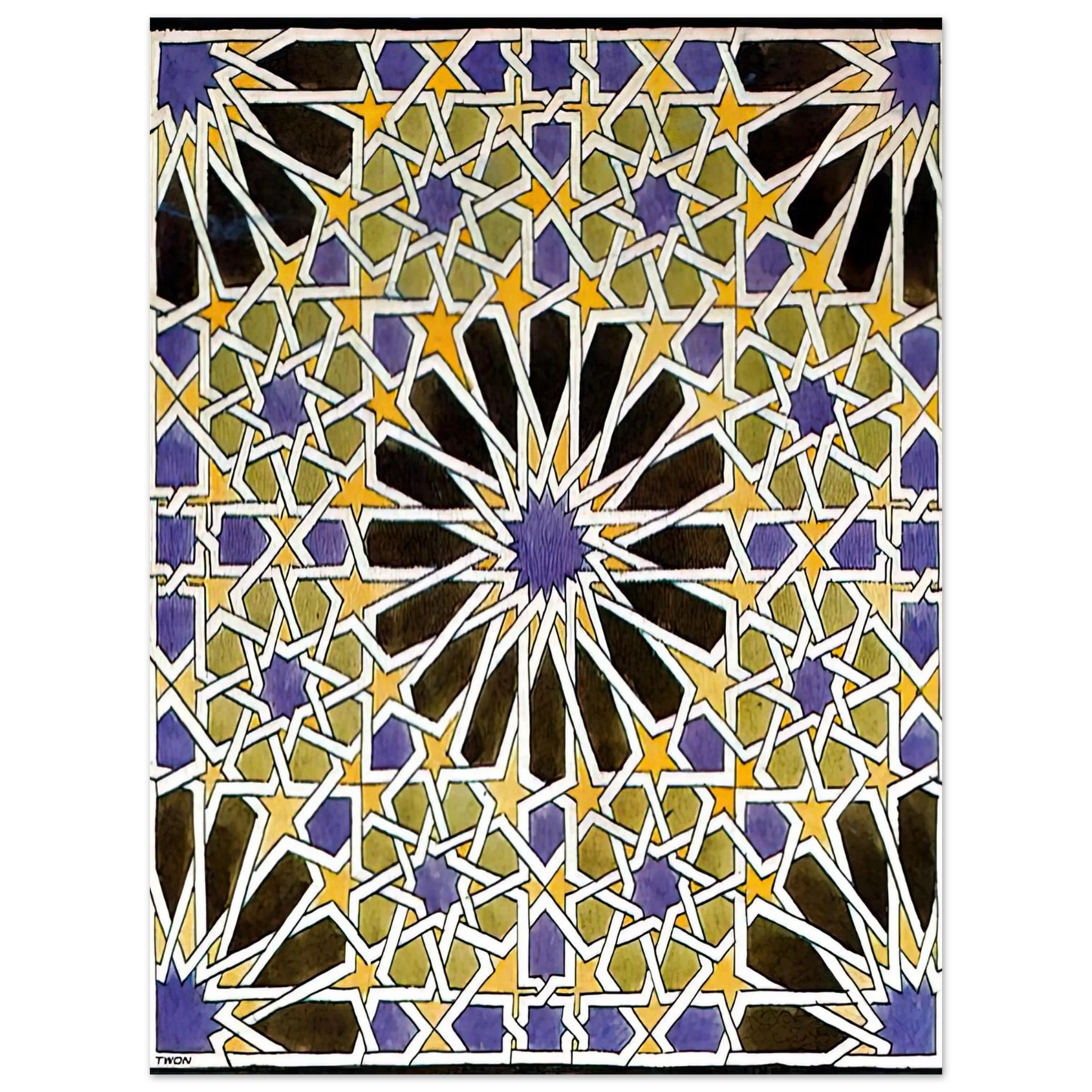 MC Escher - MURAL MOSAIC IN THE ALHAMBRA Wall Art - 60x80 cm / 24x32 inches - Premium Wooden Framed Poster With Fine Art Paper-canvas - Black frame