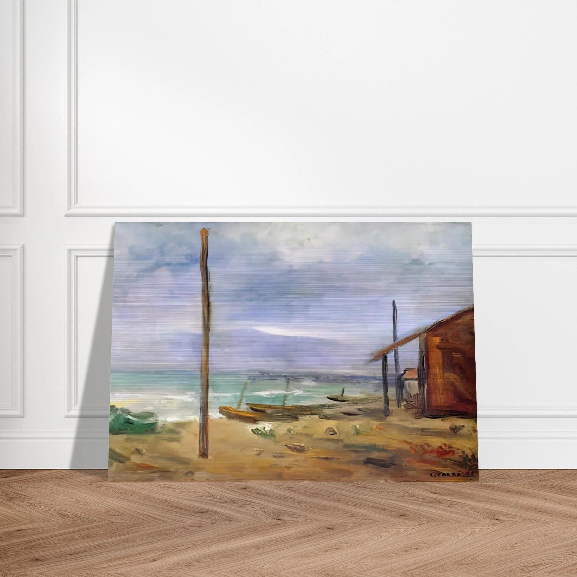 PIOGGIA AL MARE 1929 - Carlo Carra Brushed Aluminum Print - 70x100 cm / 28x40 inches | Carlo Carra Aluminum Print | Carlo Carra Prints