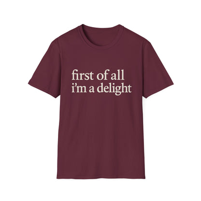 „Zuallererst bin ich eine Freude“-Shirt, lustiges T-Shirt mit Spruch für Frauen, freches T-Shirt mit witzigem Grafikdruck, Geschenkidee für die beste Freundin