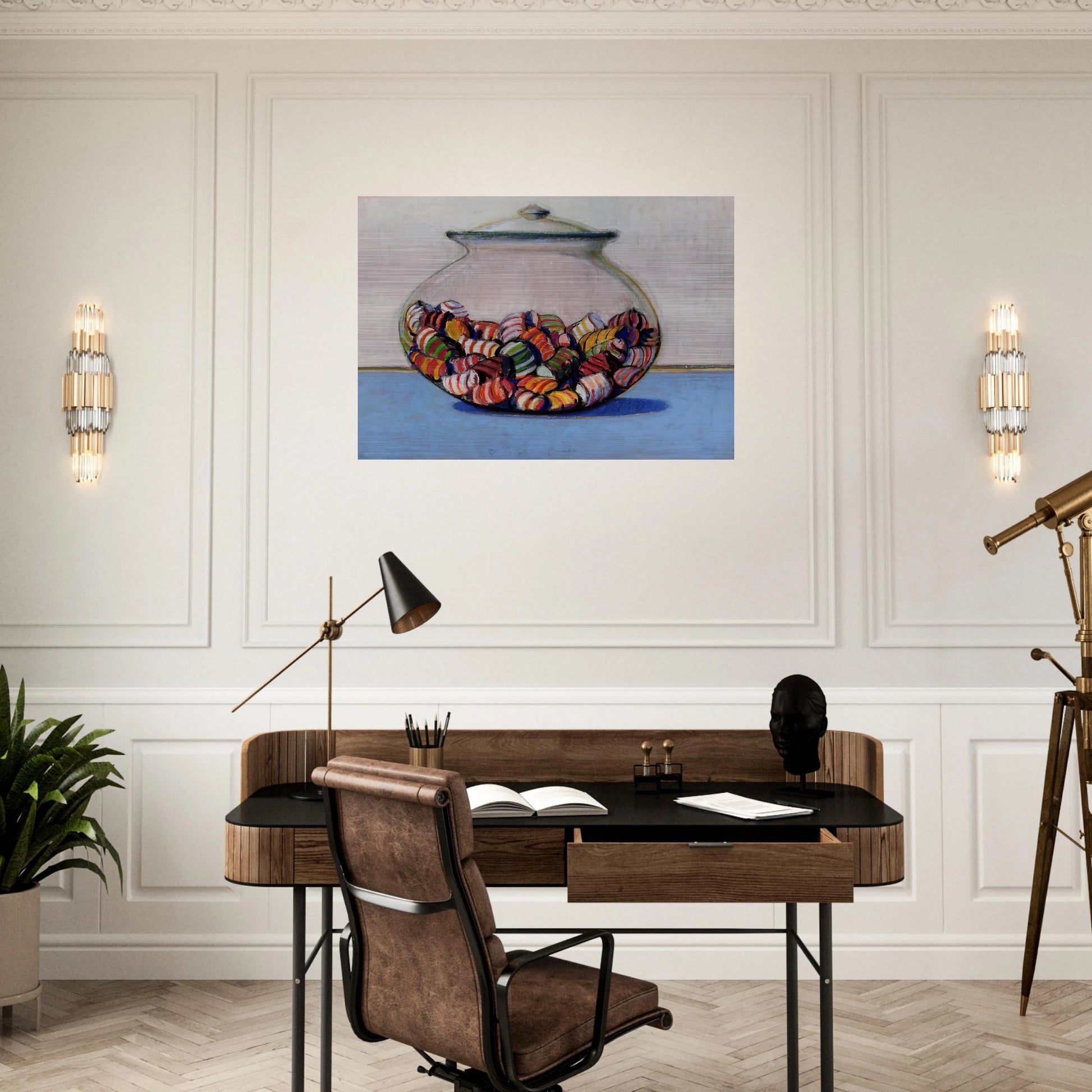 Glassed Candy - 1969 - Wayne Thiebaud Brushed Aluminum Print - 70x100 cm / 28x40 inches | Wayne Thiebaud Aluminum Print | Wayne Thiebaud Prints