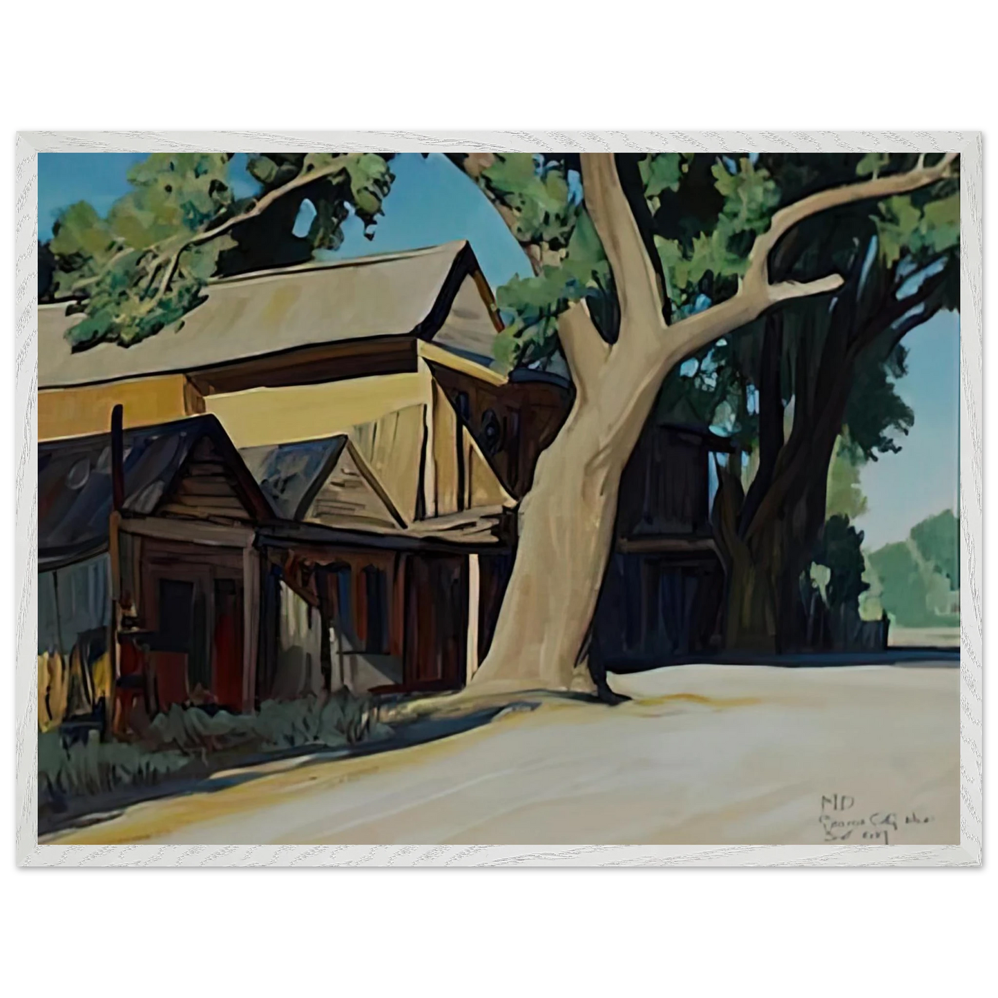 Maynard Dixon - OLD CHINATOWN CARSON CITY NEVADA 1937 Wall art - 40x50 cm / 16x20 inches - Premium Wooden Framed Poster With Fine Art Paper-canvas - White frame