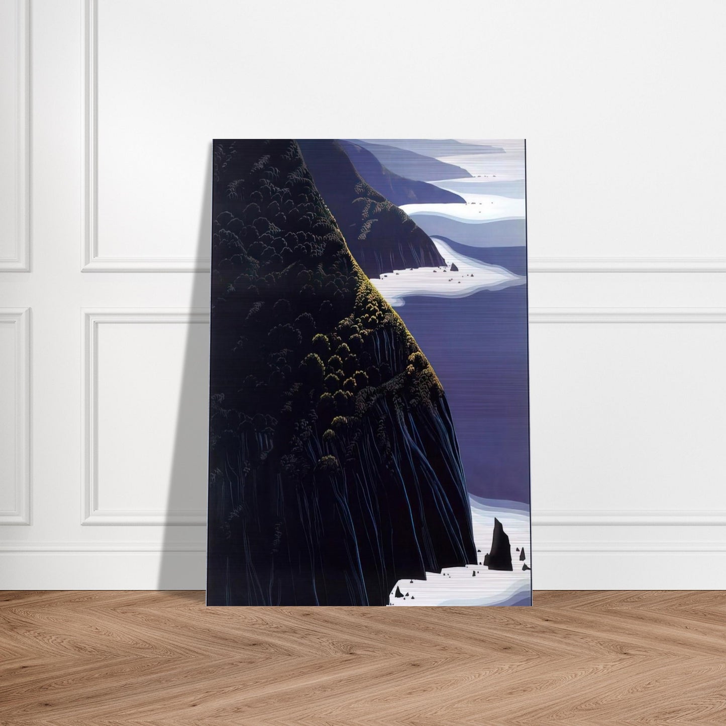 Gray Big Sur - Eyvind Earle Brushed Aluminum Print - 70x100 cm / 28x40 inches | Eyvind Earle Aluminum Print | Eyvind Earle Prints