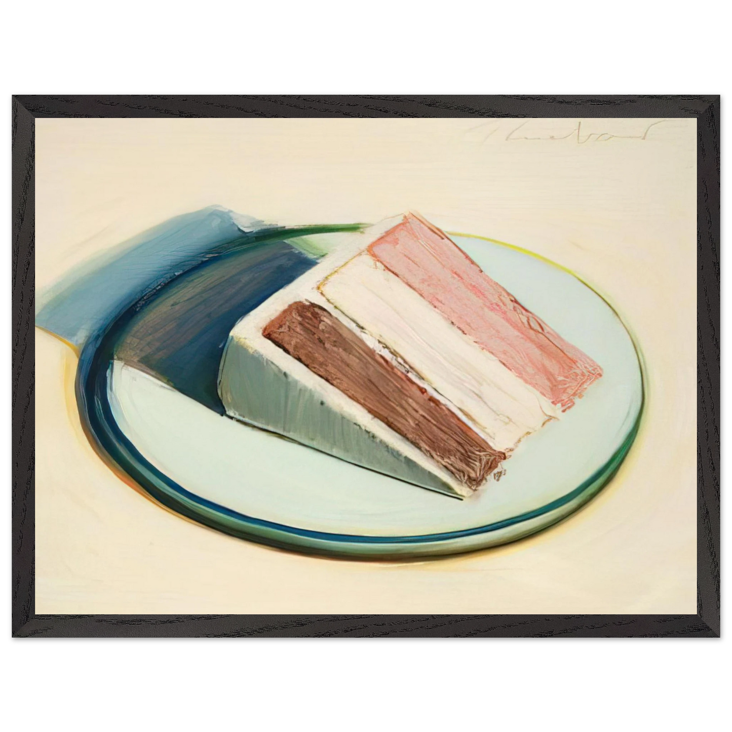 Wayne Thiebaud - Cake Slice - 1979 Wall Art - 60x80 cm / 24x32 inches - Premium Wooden Framed Poster With Fine Art Paper - Black frame
