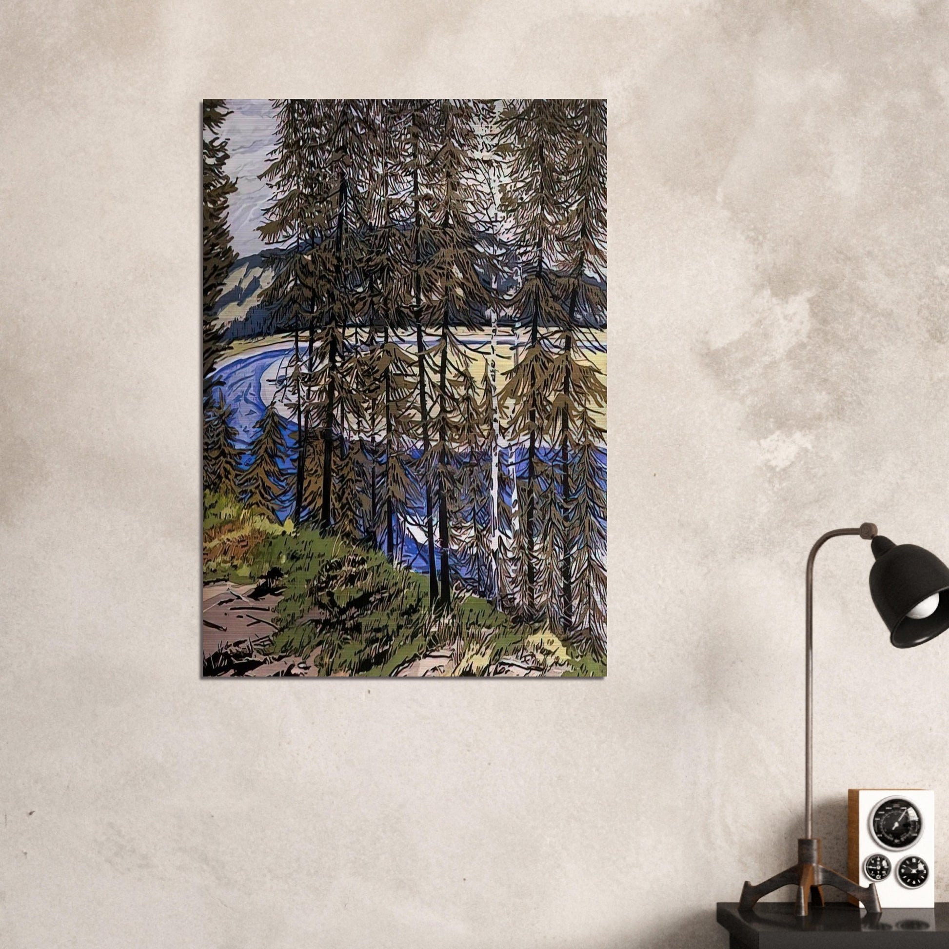 Synthetic Blue St. John - 2000 - Neil Welliver Brushed Aluminum Print - 70x100 cm / 28x40 inches | Neil Welliver Aluminum Print | Neil Welliver Prints