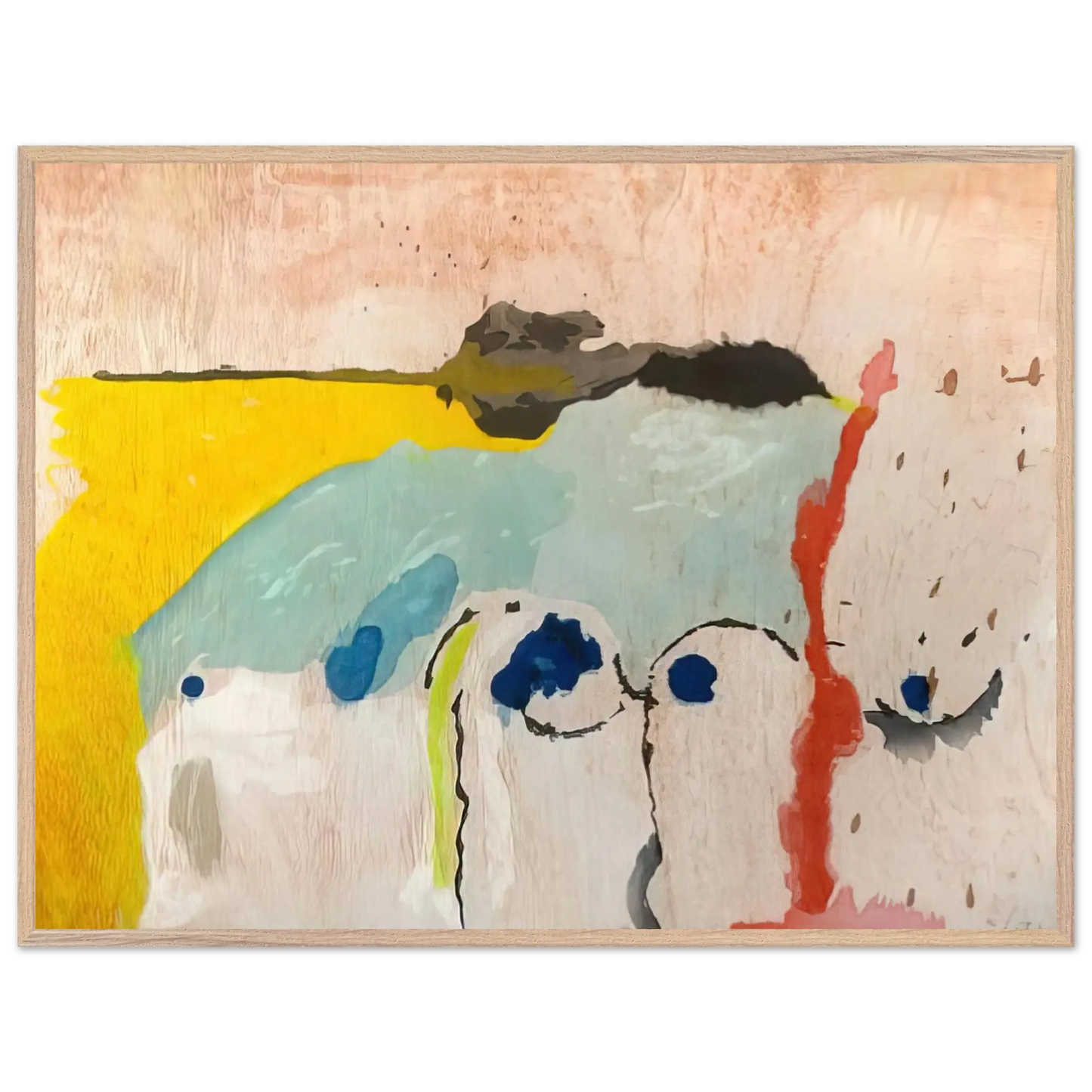 Helen Frankenthaler - Tales of Genji I - 1998 Wall art - 28x43  cm / XL (11x17 Inches) - Premium Wooden Framed Poster With Fine Art Paper - White frame