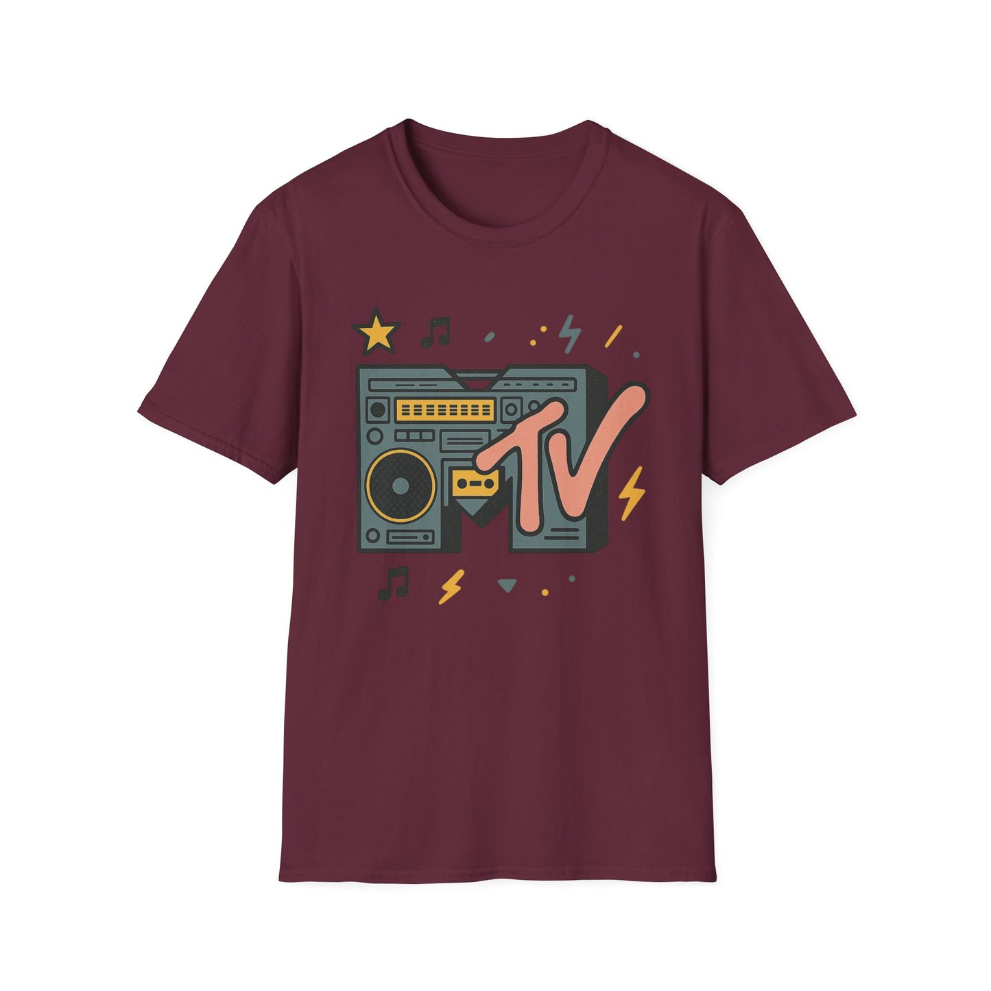 Retro MTV Vintage Leopardenmuster Musikfernsehen Grafik T-Shirt 80er 90er Throwback Unisex Band Shirt Animal Print Rock Style T-Shirt