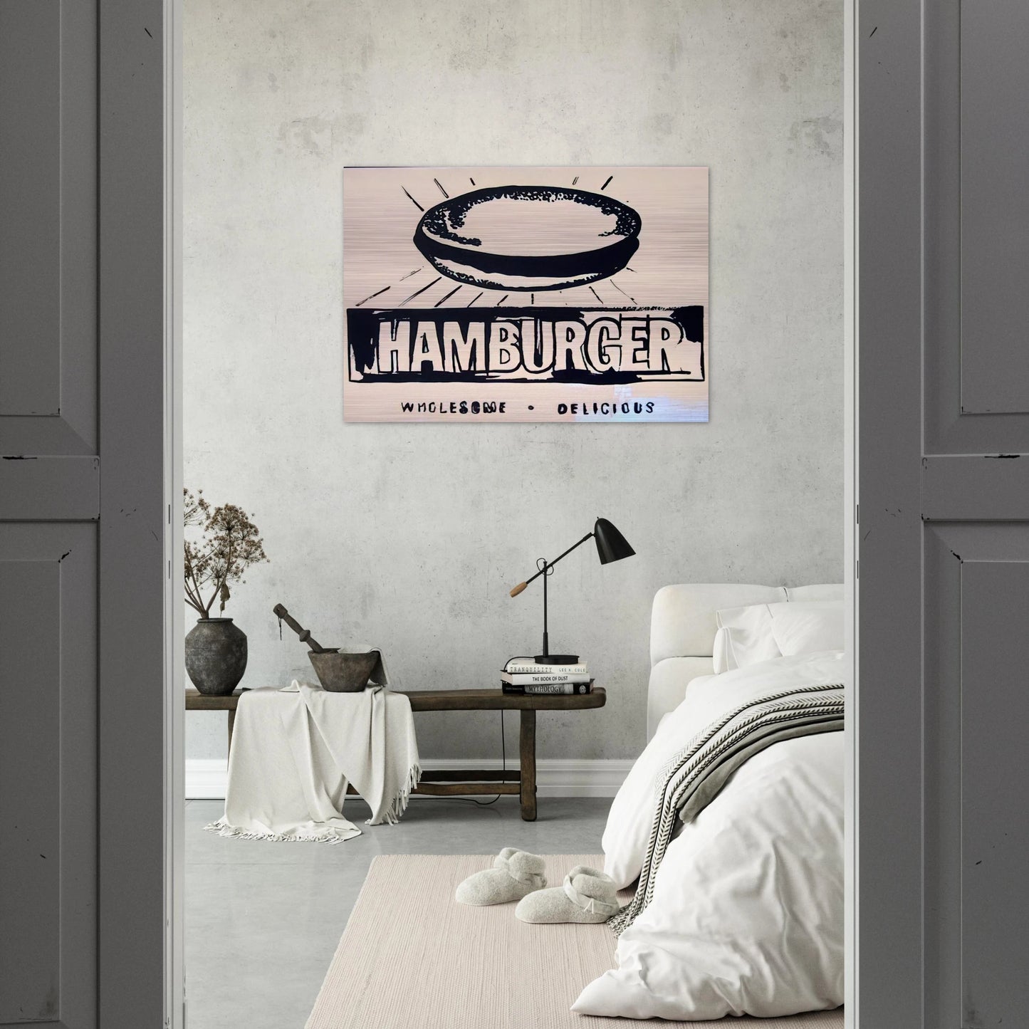 Hamburger  beige  - Andy Warhol Brushed Aluminum Print - 70x100 cm / 28x40 inches | Andy Warhol Aluminum Print | Andy Warhol Prints