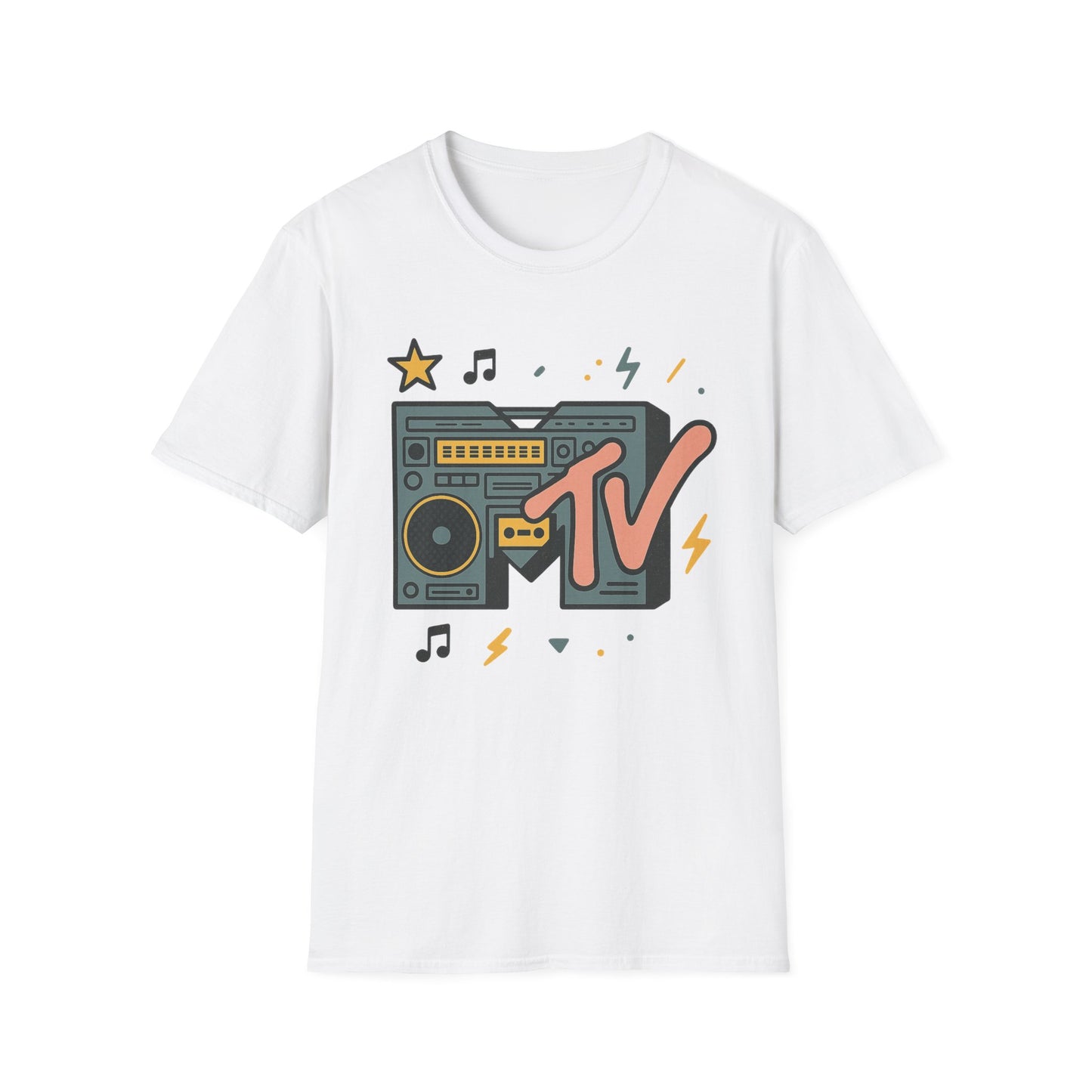 Retro MTV Vintage Leopardenmuster Musikfernsehen Grafik T-Shirt 80er 90er Throwback Unisex Band Shirt Animal Print Rock Style T-Shirt