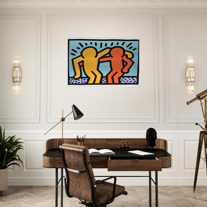 BEST BUDDIES 1990 - Keith Haring Brushed Aluminum Print - 70x100 cm / 28x40 inches | Keith Haring Aluminum Print | Keith Haring Prints