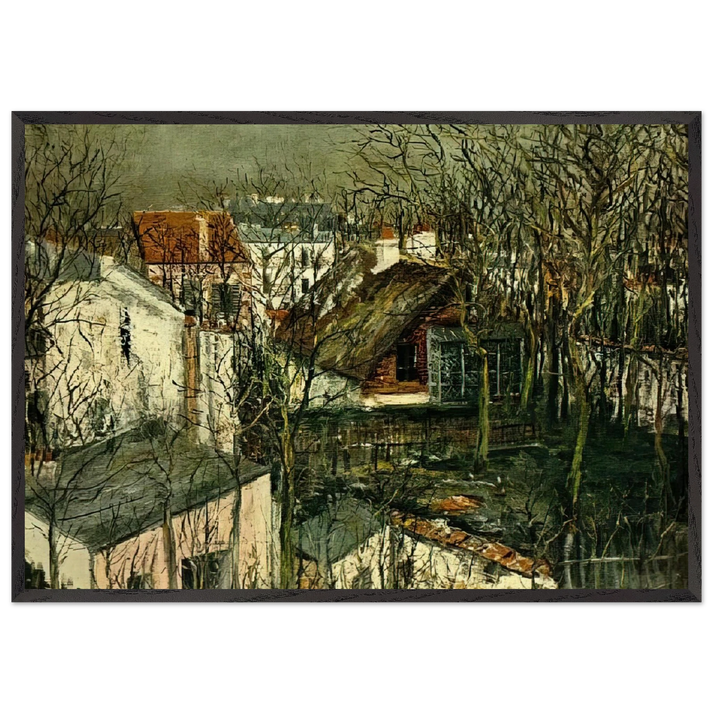 THE BERLIOZ HOUSE - Maurice Utrillo 70x100 cm / 28x40 inches Framed Art Print – Black Wooden Frame