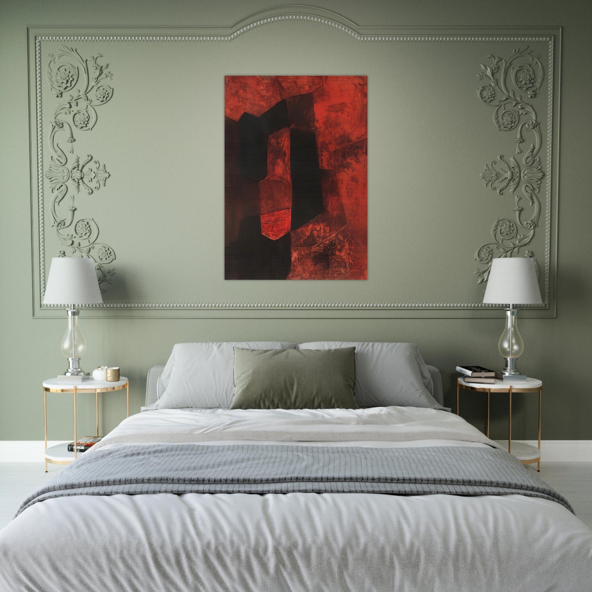 Composition brune et rouge - 1964 - Serge Poliakoff Brushed Aluminum Print - 70x100 cm / 28x40 inches | Serge Poliakoff Aluminum Print | Serge Poliakoff Prints