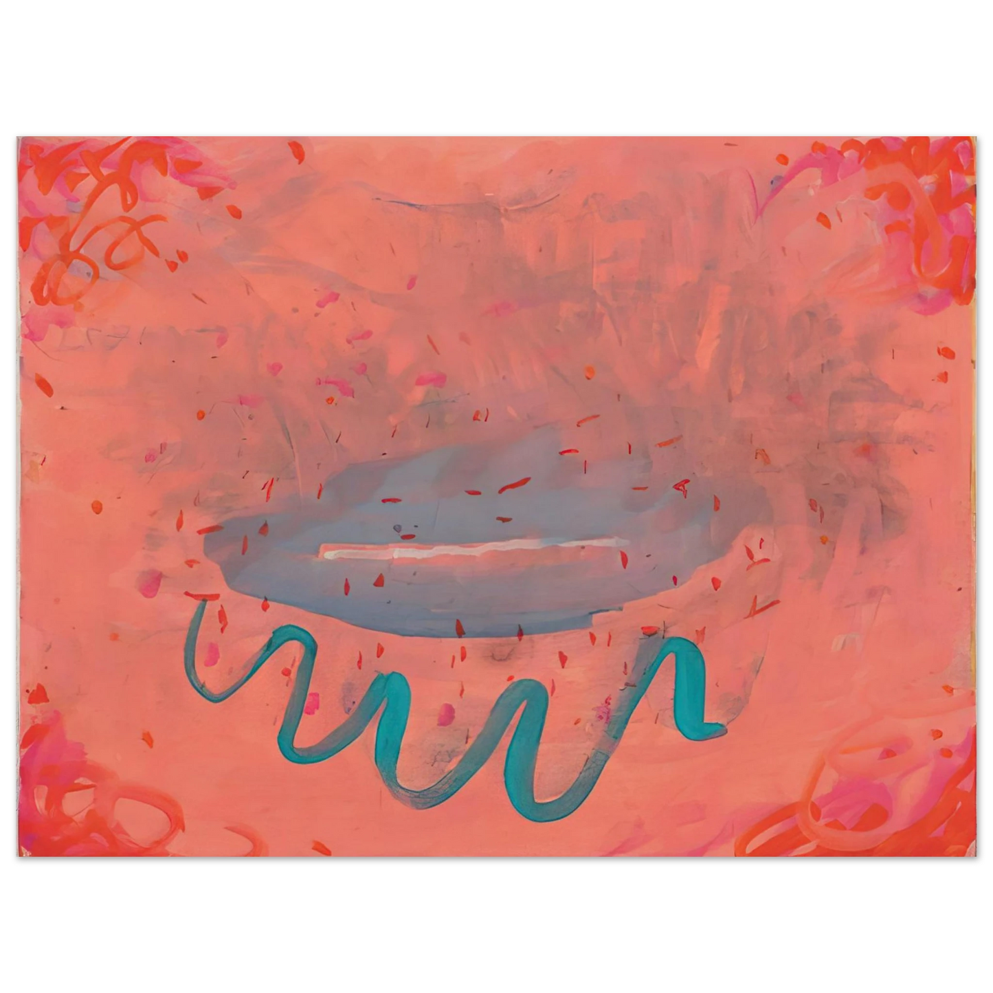 Paul Thek - Untitled Lips with Turquoise - 1984  75x100 cm / 30x40inches Fine Art Poster