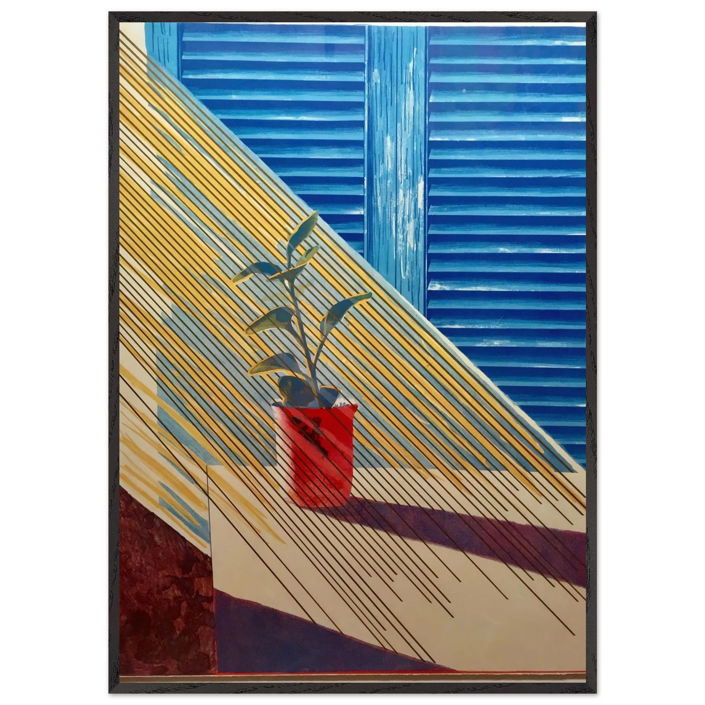 David Hockney - David Hockney Wall art - 70x100 cm / 28x40 inches - Premium Wooden Framed Poster With Fine Art Paper - Wood frame