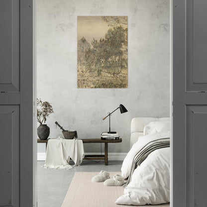 Pine Trees near the Wall of the Asylum - Vincent van Gogh Brushed Aluminum Print - 70x100 cm / 28x40 inches | Vincent van Gogh Aluminum Print | Vincent van Gogh Prints
