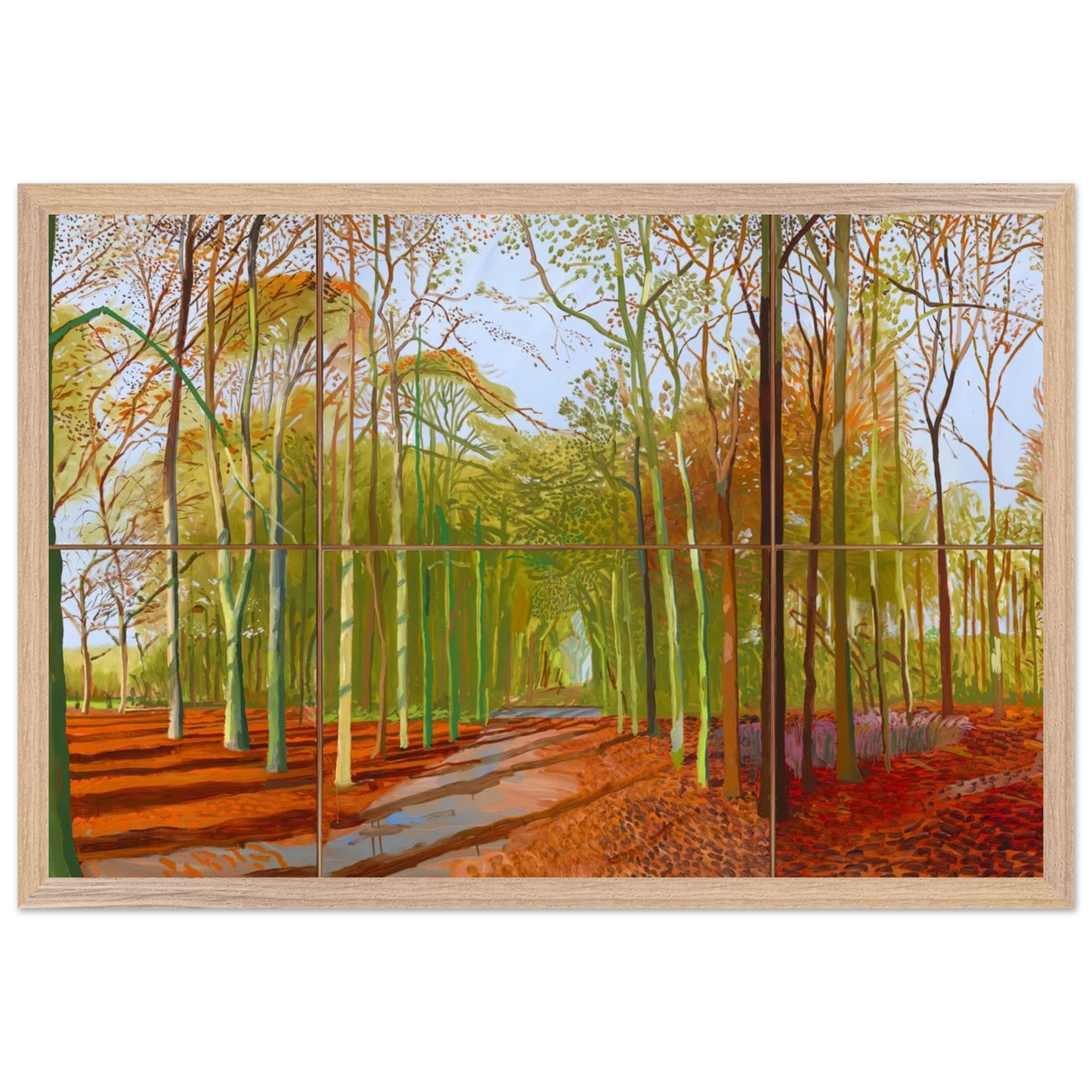 David Hockney - Woldgate Woods, 21, 23 & 29 November 2006 - A2 (42 x 59.4  cm) - Premium Wooden Framed Poster With Fine Art Paper-canvas - Wood frame