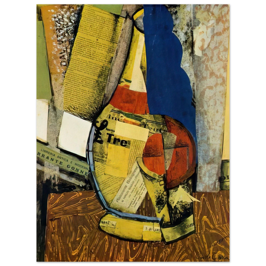Carlo Carra - FIASCO E BICCHIERE  75x100 cm / 30x40inches Fine Art Poster