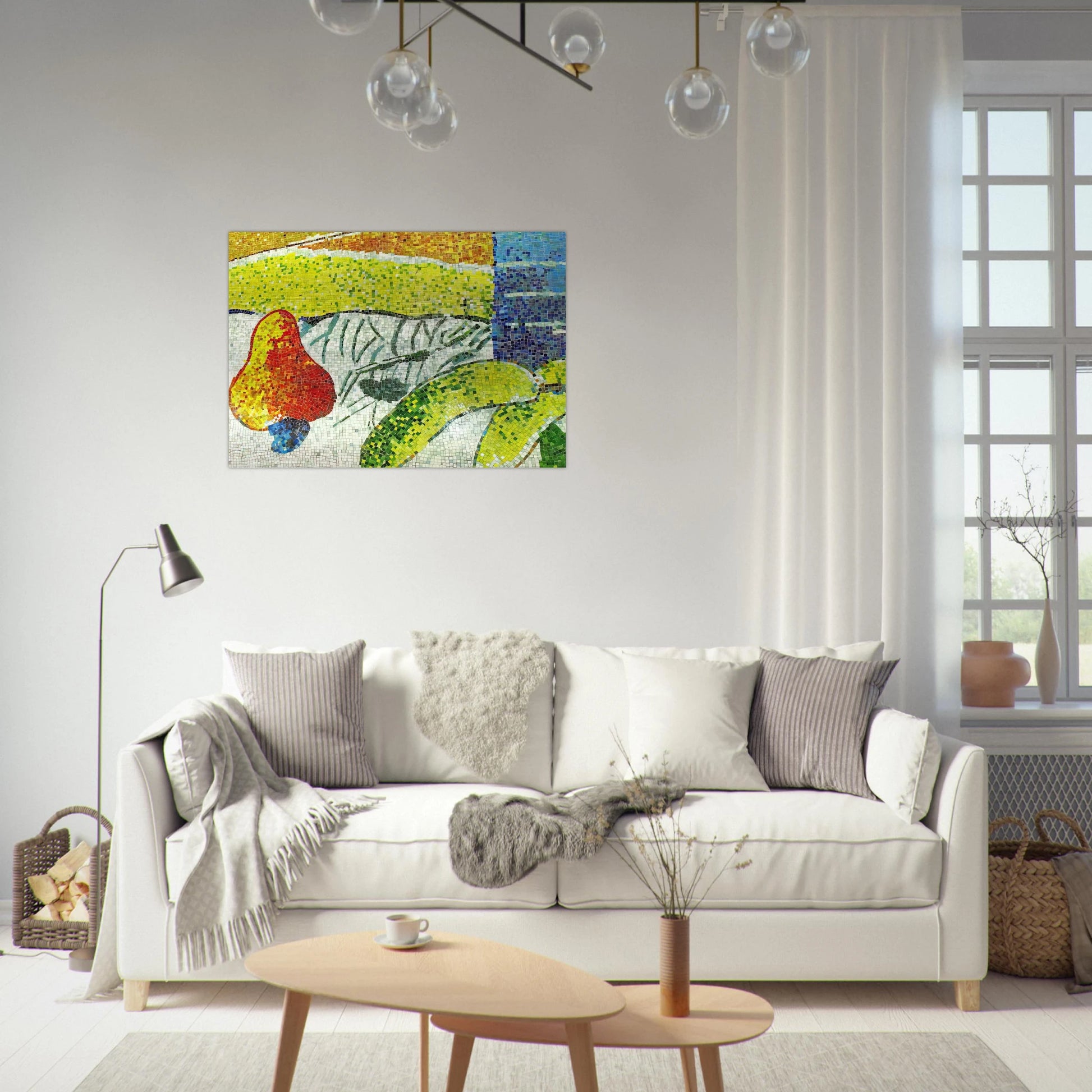 Caju e Bananas - Naïve Art Primitivism - Aldemir Martins Brushed Aluminum Print - 70x100 cm / 28x40 inches | Aldemir Martins Aluminum Print | Aldemir Martins Prints