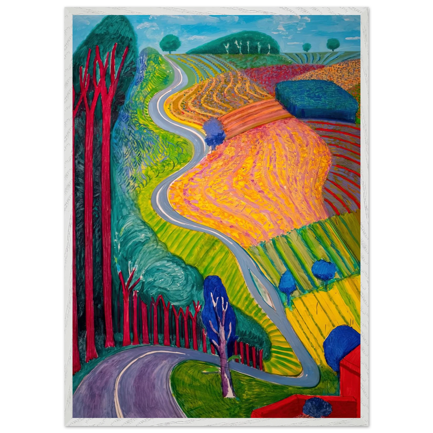 David Hockney - David Hockney Wall art - A1 (59.4 x 84.1  cm) - Premium Wooden Framed Poster With Fine Art Paper-canvas - White frame