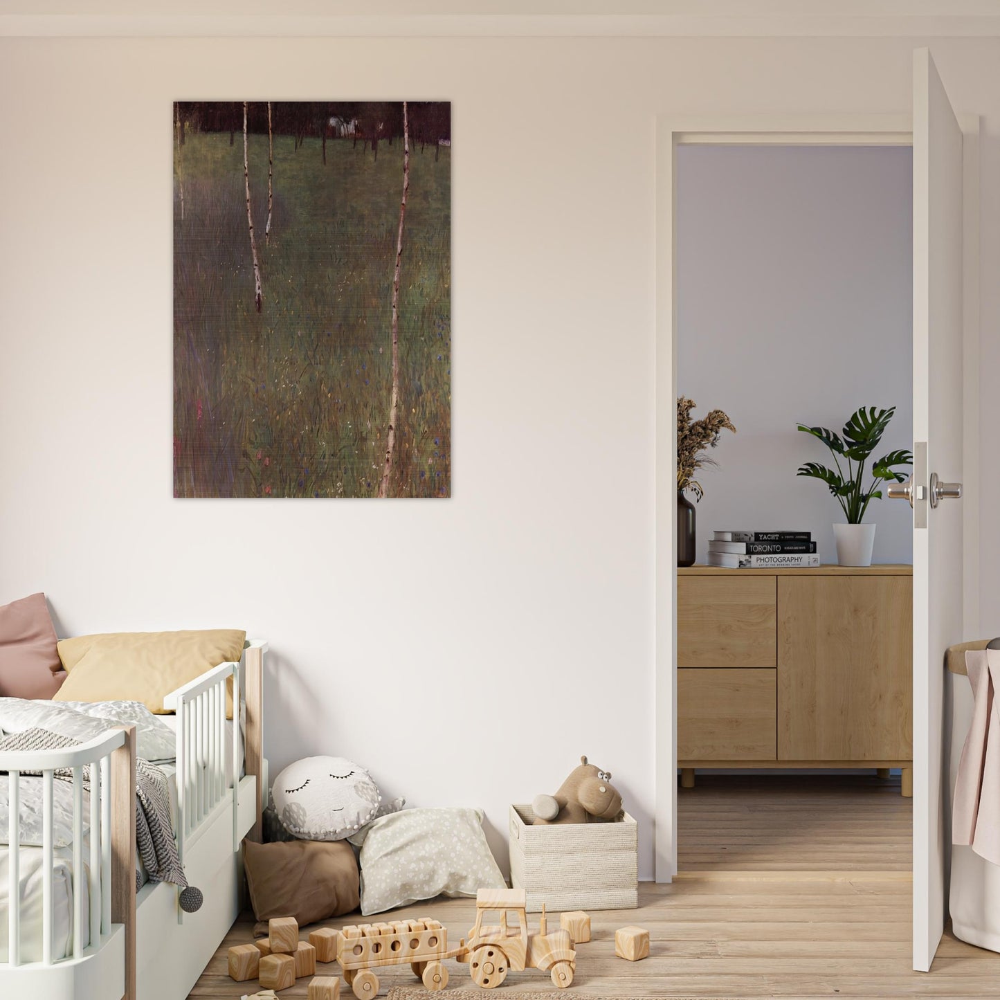FARMHOUSES WITH BIRCH TREES - Gustav Klimt Brushed Aluminum Print - 70x100 cm / 28x40 inches | Gustav Klimt Aluminum Print | Gustav Klimt Prints