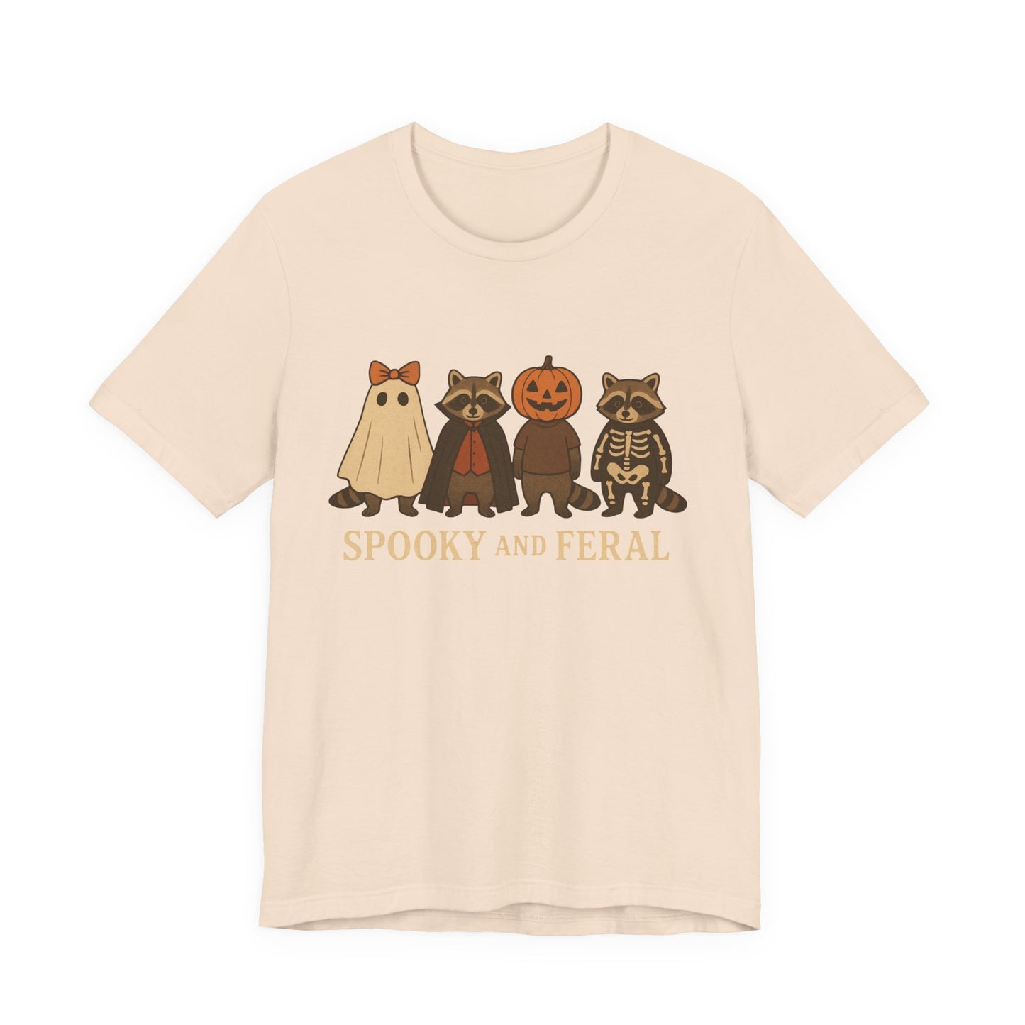 Spooky Raccoon Shirt, Grappige Halloween Grafisch T-shirt, Schattig Vintage Herfst T-shirt, Trendy Vrouwen Halloween Shirt, Feral Raccoon T-shirt