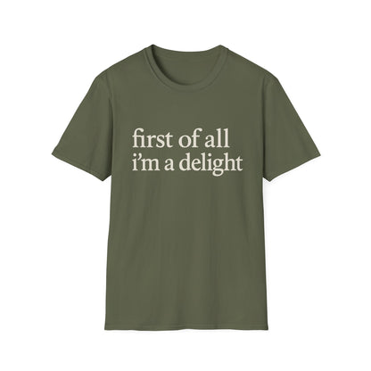 „Zuallererst bin ich eine Freude“-Shirt, lustiges T-Shirt mit Spruch für Frauen, freches T-Shirt mit witzigem Grafikdruck, Geschenkidee für die beste Freundin