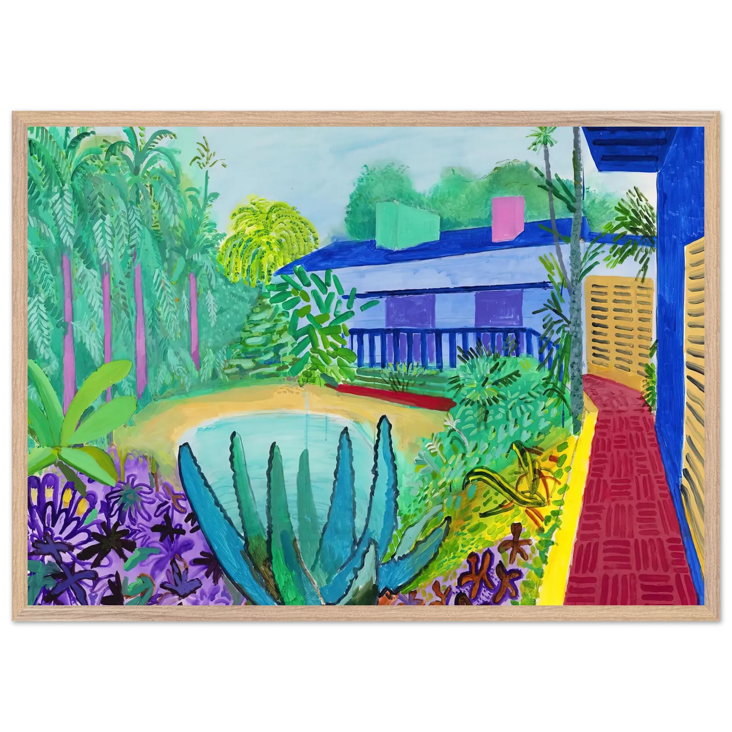 David Hockney - David Hockney Wall art - 30x45 cm / 12x18 Inches - Premium Wooden Framed Poster With Fine Art Paper - White frame