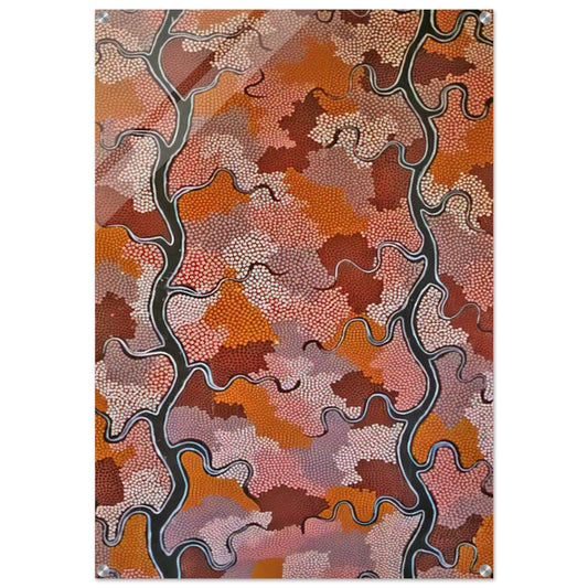 Lightning Dreaming - 1989 - Clifford Possum Tjapaltjarri Acrylic Print - 70x100 cm / 28x40″ inches | Clifford Possum Tjapaltjarri Wall Art | Clifford Possum Tjapaltjarri Prints