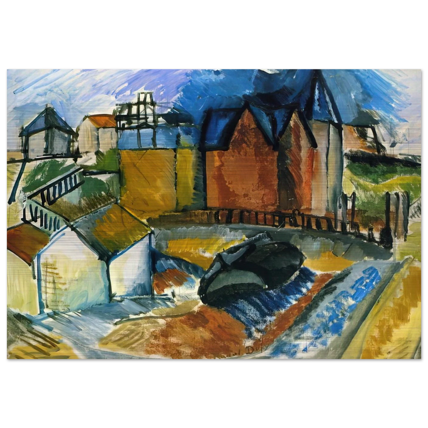 THE BEACH AT HAVRE 1910 - Raoul Dufy Brushed Aluminum Print - 70x100 cm / 28x40 inches | Raoul Dufy Aluminum Print | Raoul Dufy Prints