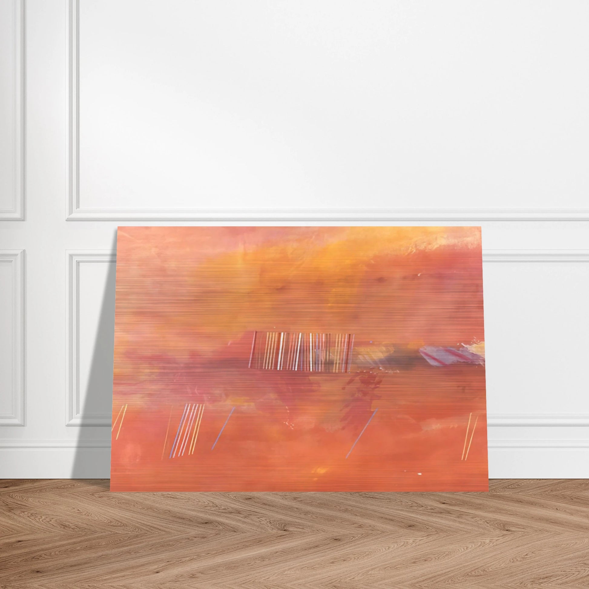 Orange Line Painting - 1969 - Ronnie Landfield Brushed Aluminum Print - 70x100 cm / 28x40 inches | Ronnie Landfield Aluminum Print | Ronnie Landfield Prints